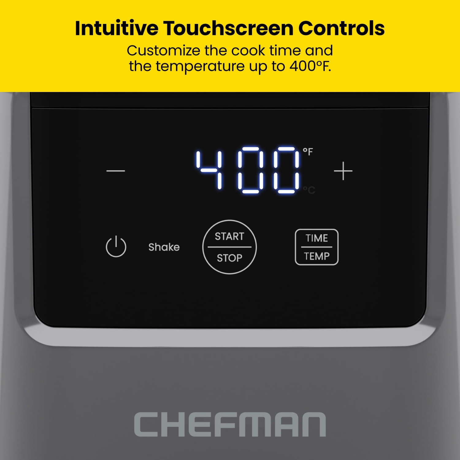 Friteuse à air chaud compacte 2&nbsp;Qt de Chefman avec écran numérique et rappel de tremblement - Gris