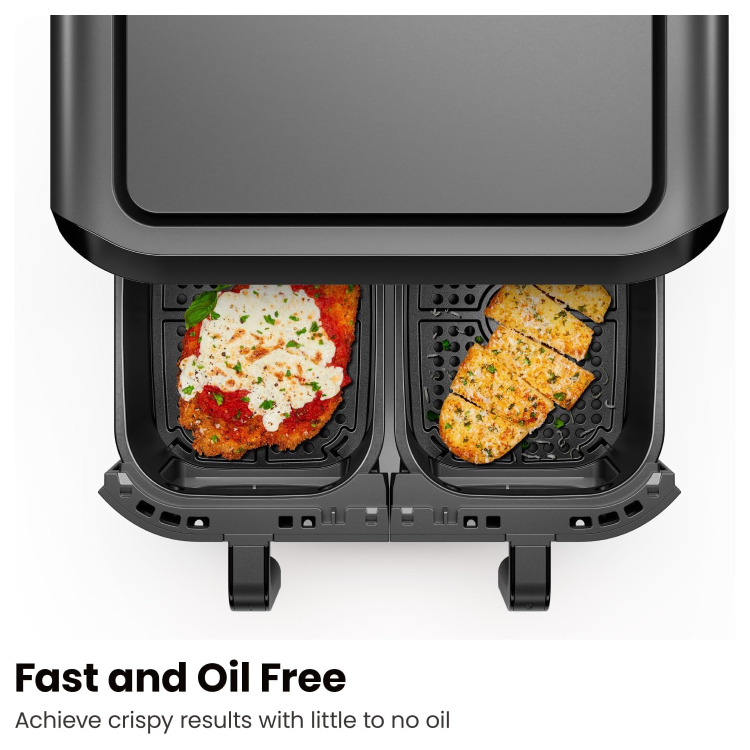 Chefman Dual Basket Digital Air Fryer Oven w/ Easy View Windows, 2 Independent 3 Qt Baskets - Black