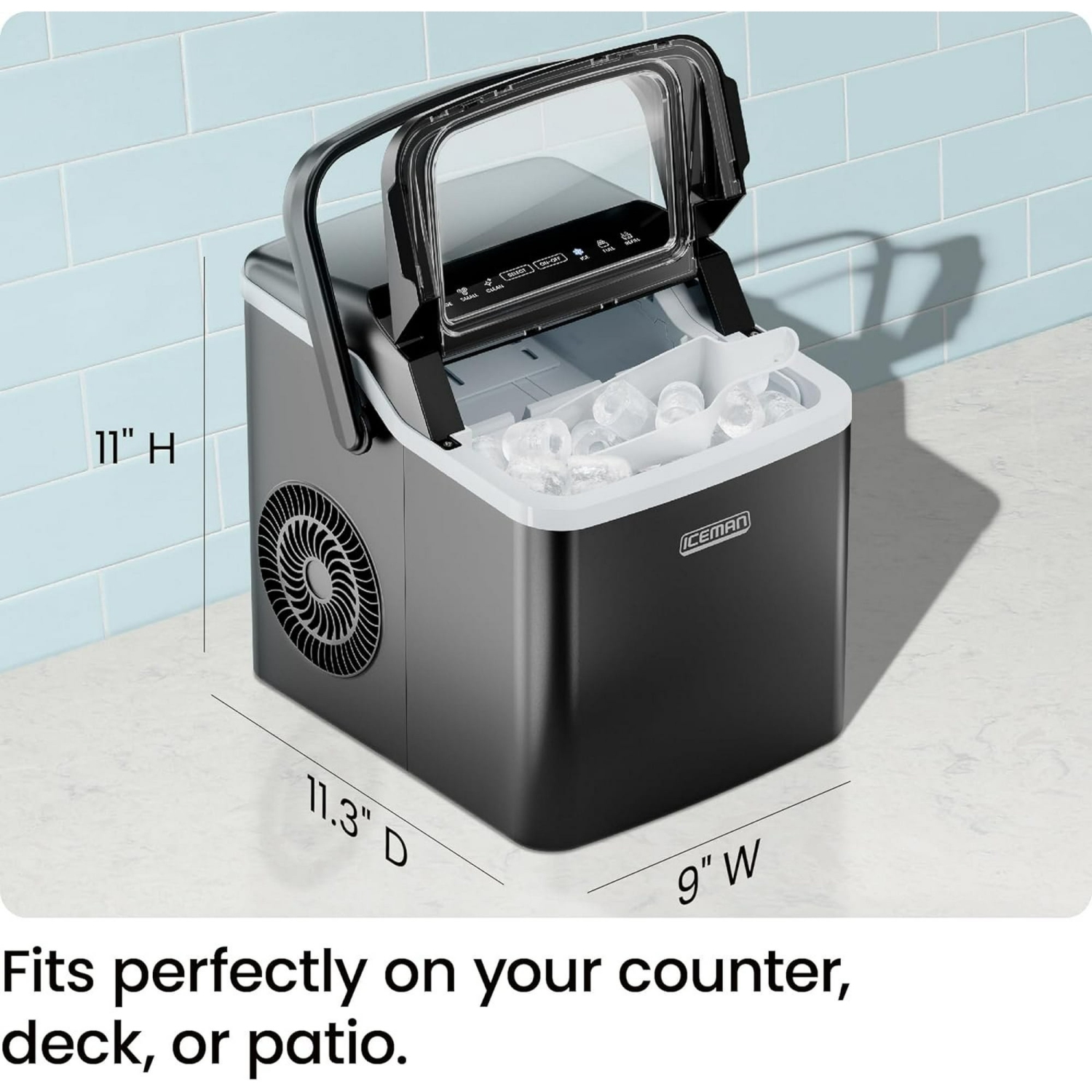 Machine à glaçons compacte de comptoir double capacité 0,88&nbsp;lb d'ICEMAN - Noir