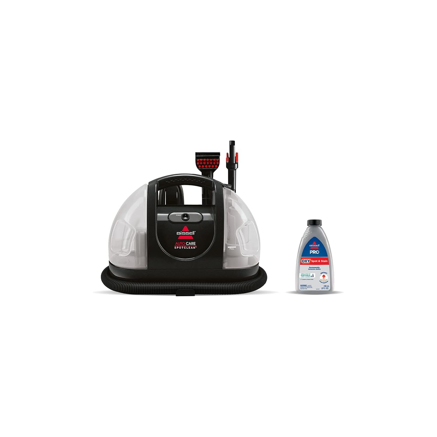 Portable Deep Cleaner for AutoCare with 2-in-1 Crevice Tool for Tight Spaces, SpotClean Model 1400P in Black.