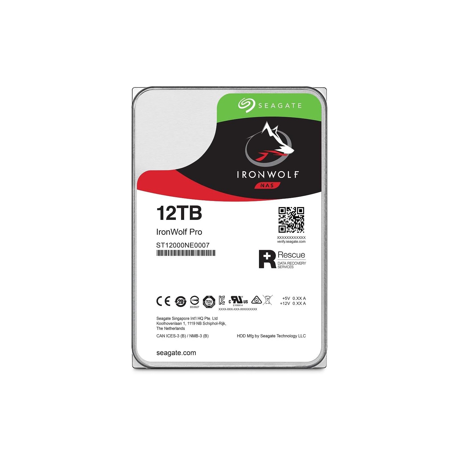 Seagate IronWolf Pro 12TB NAS Internal Hard Drive HDD – 3.5 Inch SATA 6Gb/s 7200 RPM 256MB Cache for RAID Network Attached Storage, Data Recovery Rescue Service (ST12000NE0007)