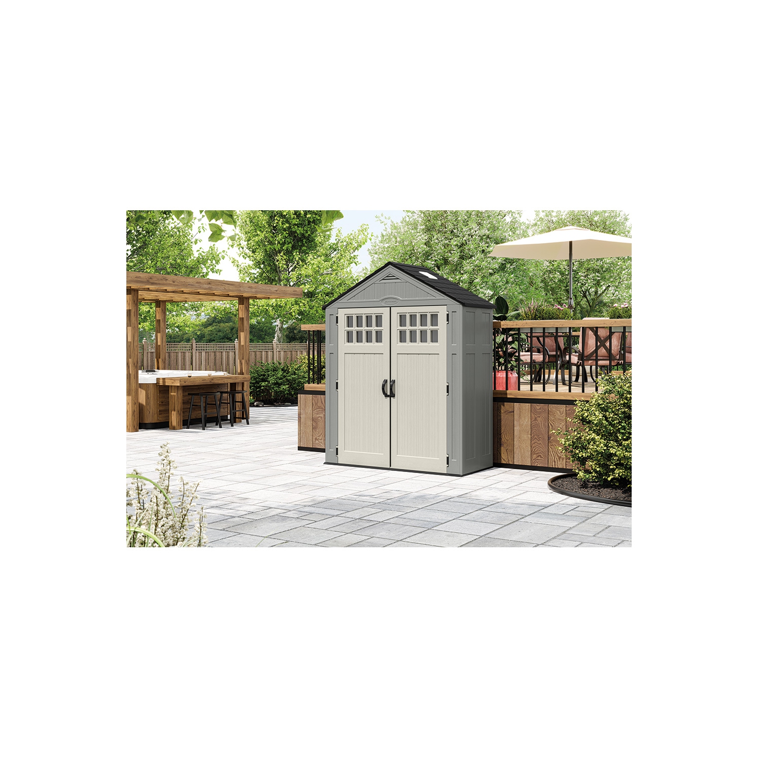 Suncast - Everett 6' x 3' Storage Shed - Dove Gray
