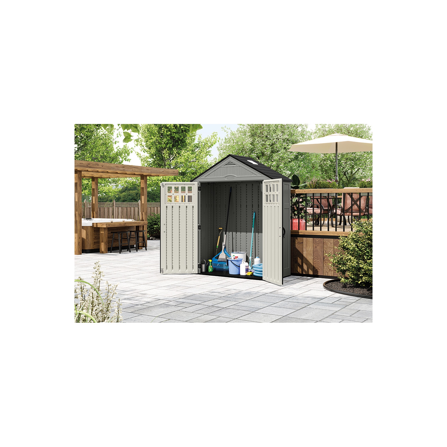 Suncast - Everett 6' x 3' Storage Shed - Dove Gray