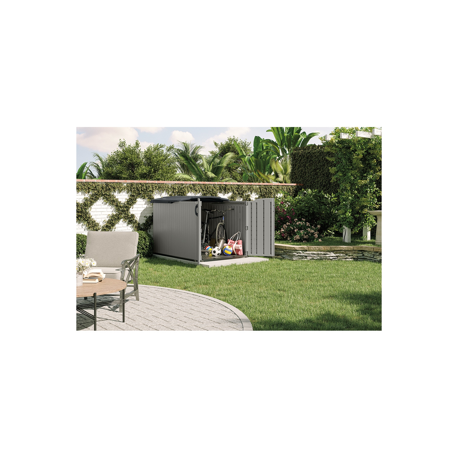 Suncast - Glidetop Horizontal Shed 98 cu.ft.- Dove Gray