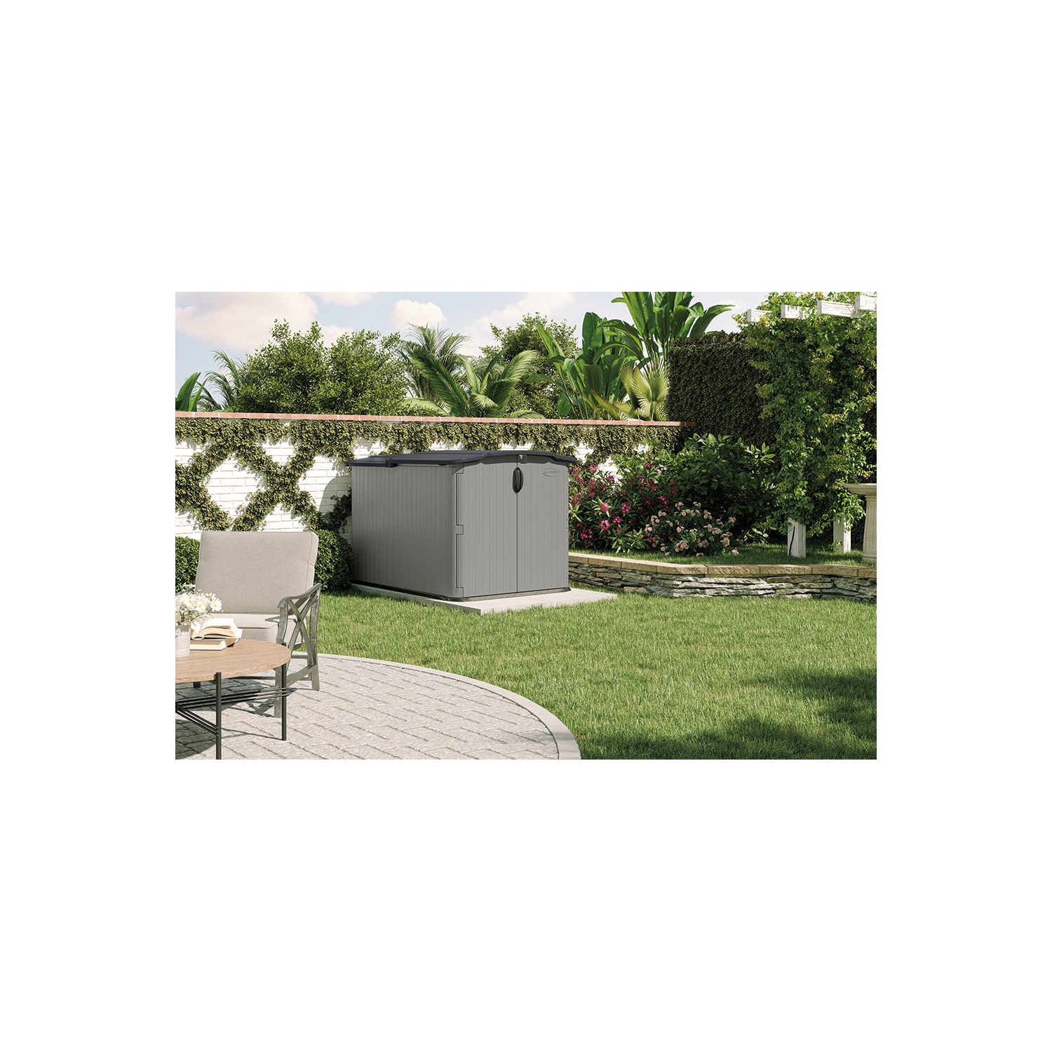 Suncast - Glidetop Horizontal Shed 98 cu.ft.- Dove Gray