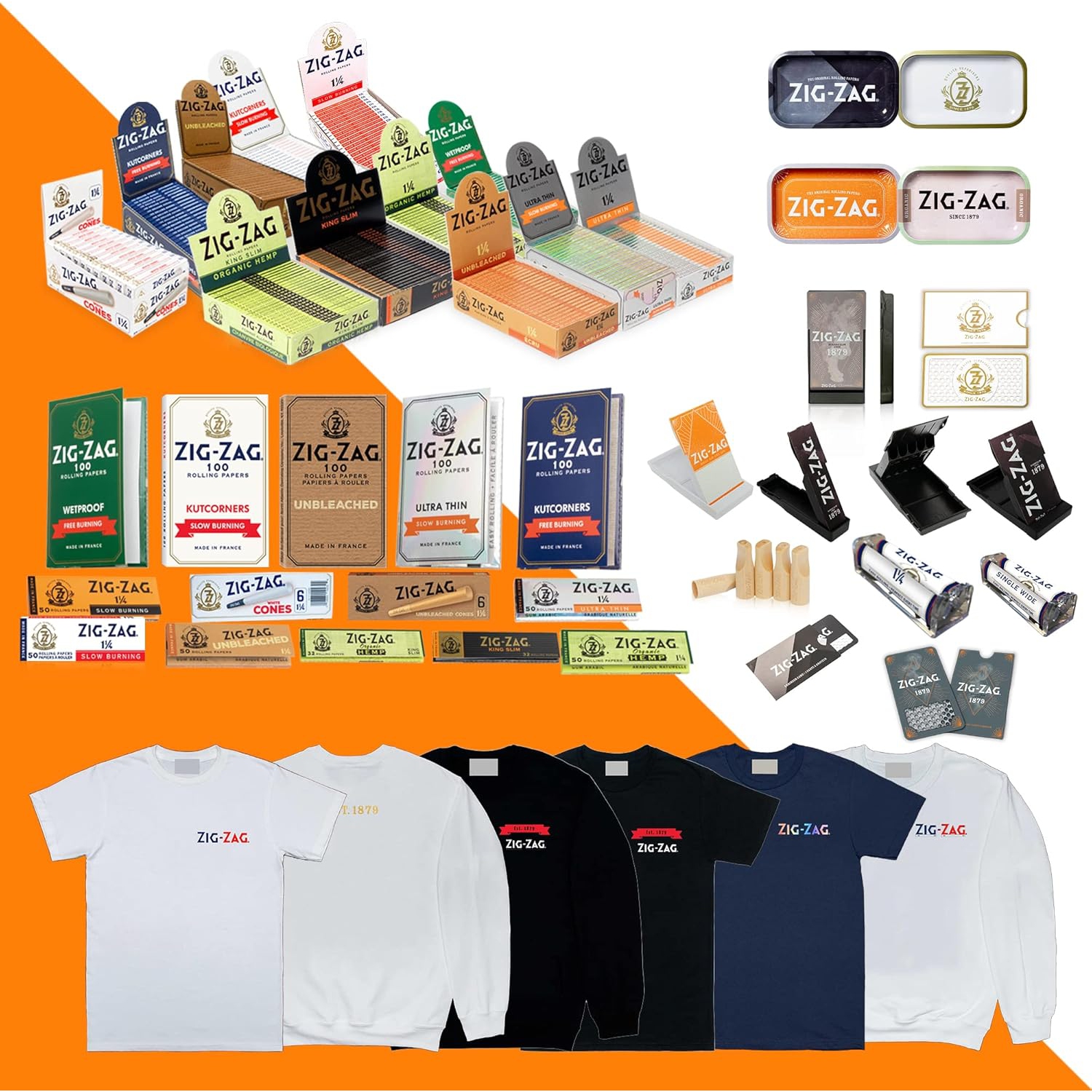 Zig-Zag – Papier roulant à combustion lente, boîte de 25 paquets, 50 feuilles par paquet, format de 1¼, rouleau facile, gomme arabique naturelle à