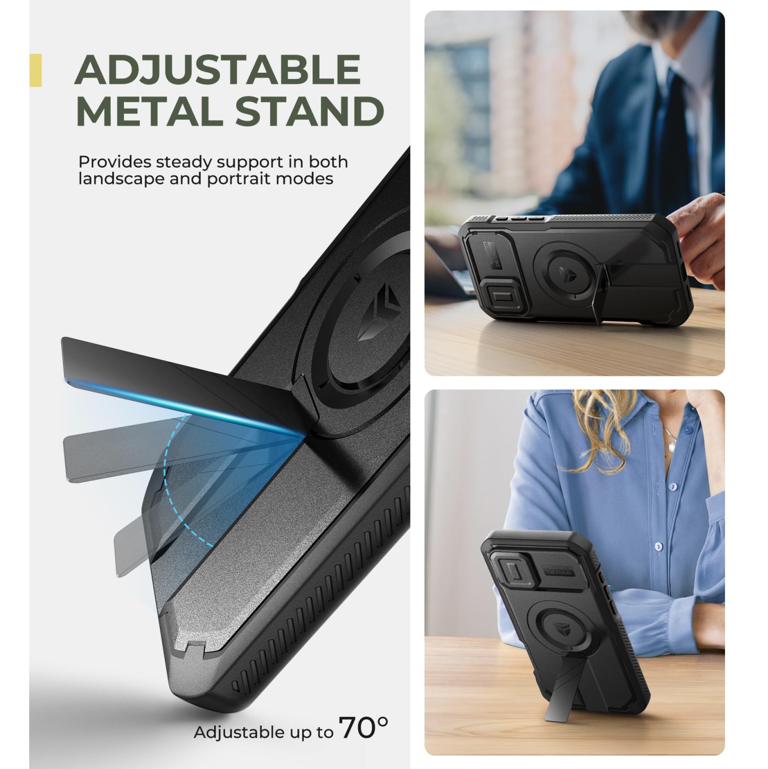 iPhone 16 Plus Magnetic Case with Slide Camera Cover & Adjustable Kickstand & Built-in Screen Protector, Rugged Shockproof Bumper Cases Heavy-Duty