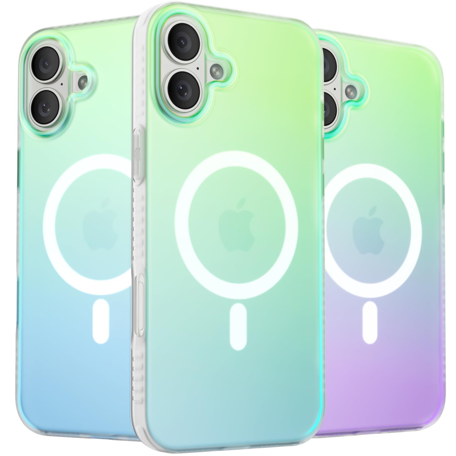 IPhone 16 Plus compatible avec MagSafe, couverture holographique iridescente, étui de protection antichoc arc-en-ciel magnétique pour iPhone 16 Plus