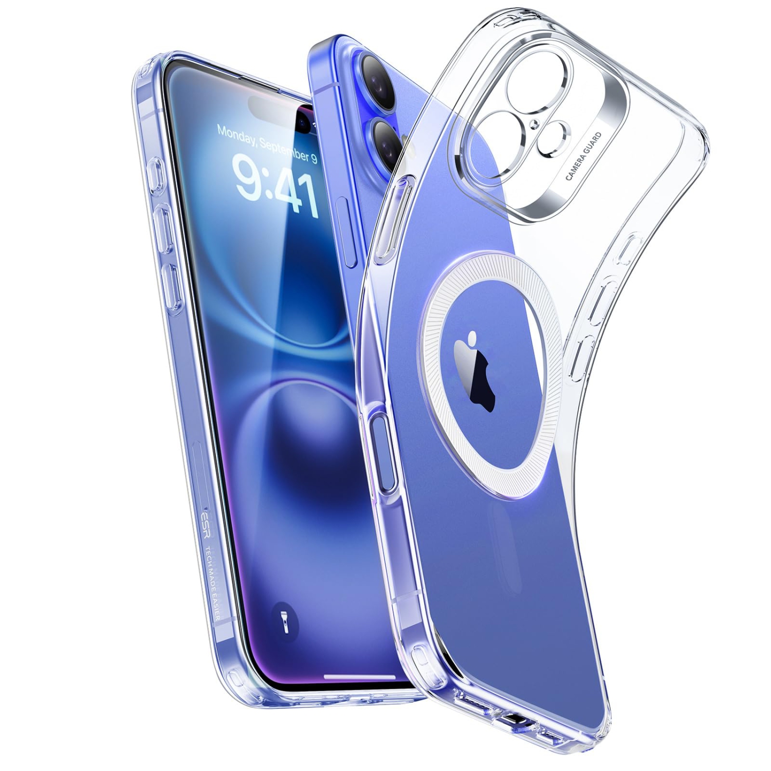 Étui pour iPhone 16 Plus, compatible avec MagSafe, protection de caméra, étui mince antichoc, résistant au jaunissement et aux rayures, étui