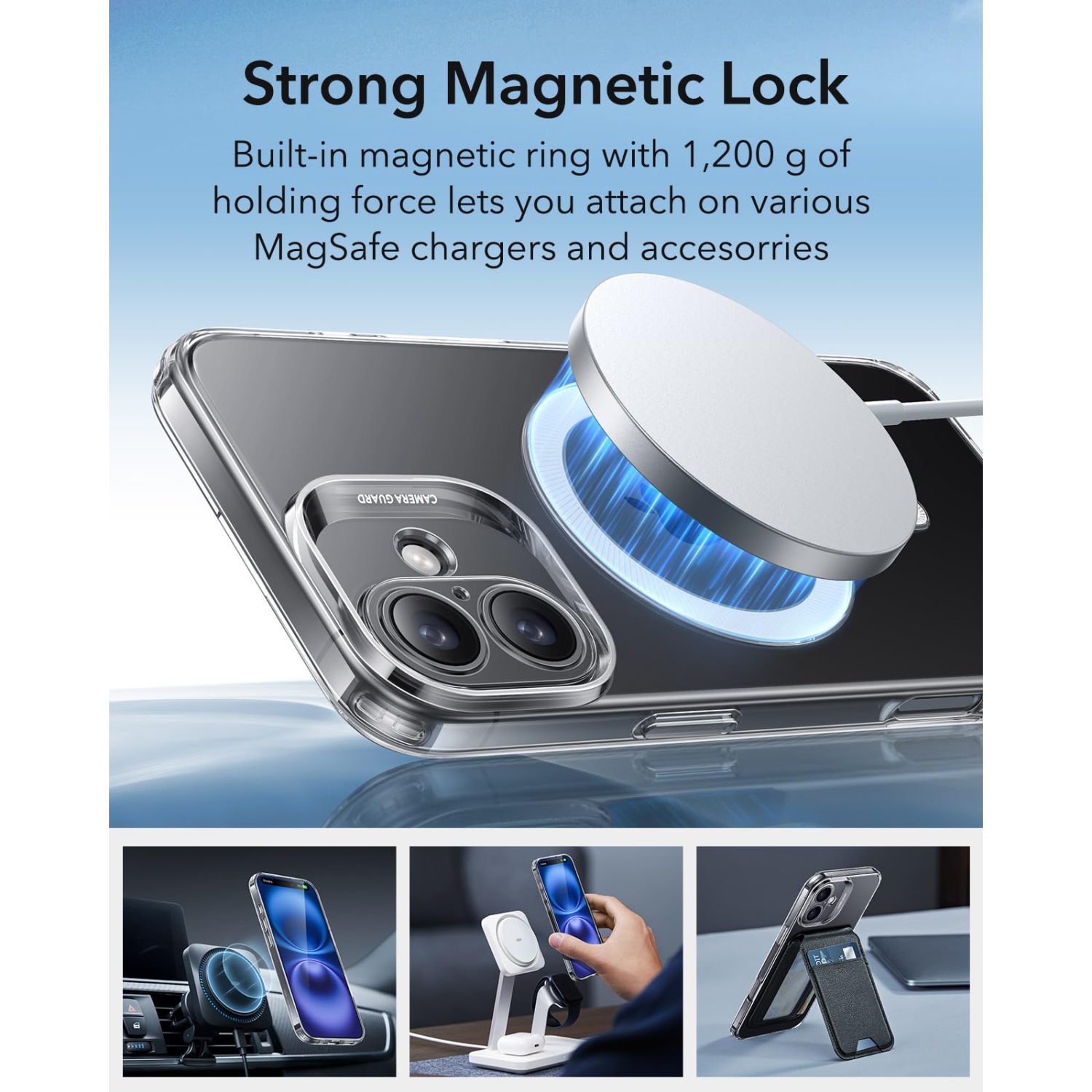 Étui pour iPhone 16 Plus, compatible avec MagSafe, protection de caméra, étui mince antichoc, résistant au jaunissement et aux rayures, étui