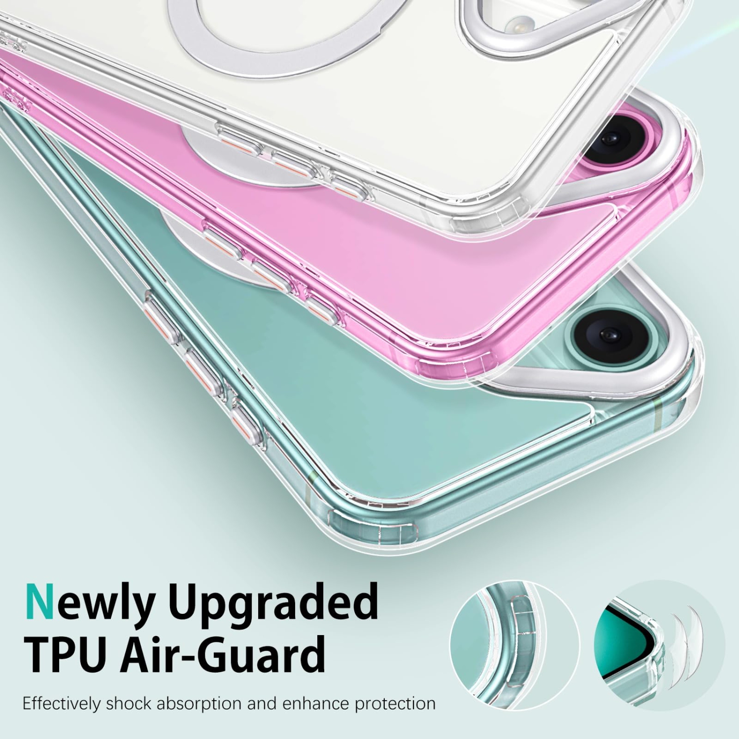 Étui pour iPhone 16 Plus compatible avec l'étui transparent MagSafe pour iPhone 16 Plus avec support à anneau; Couverture de protection antichoc