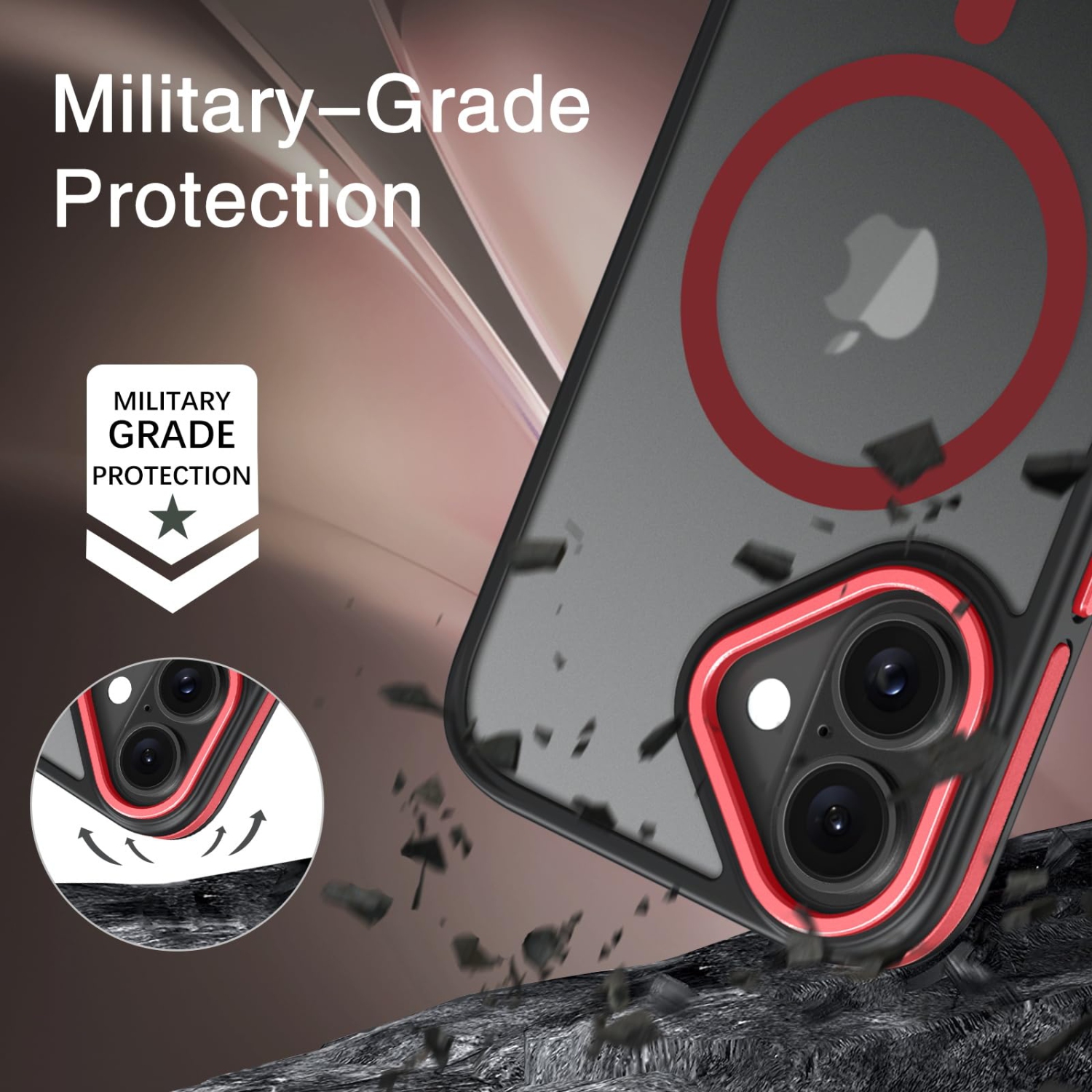 IPhone 16 Plus, magnétique compatible avec MagSafe, protection militaire, antichoc et antirayure pour femmes pour iPhone 16 Plus,