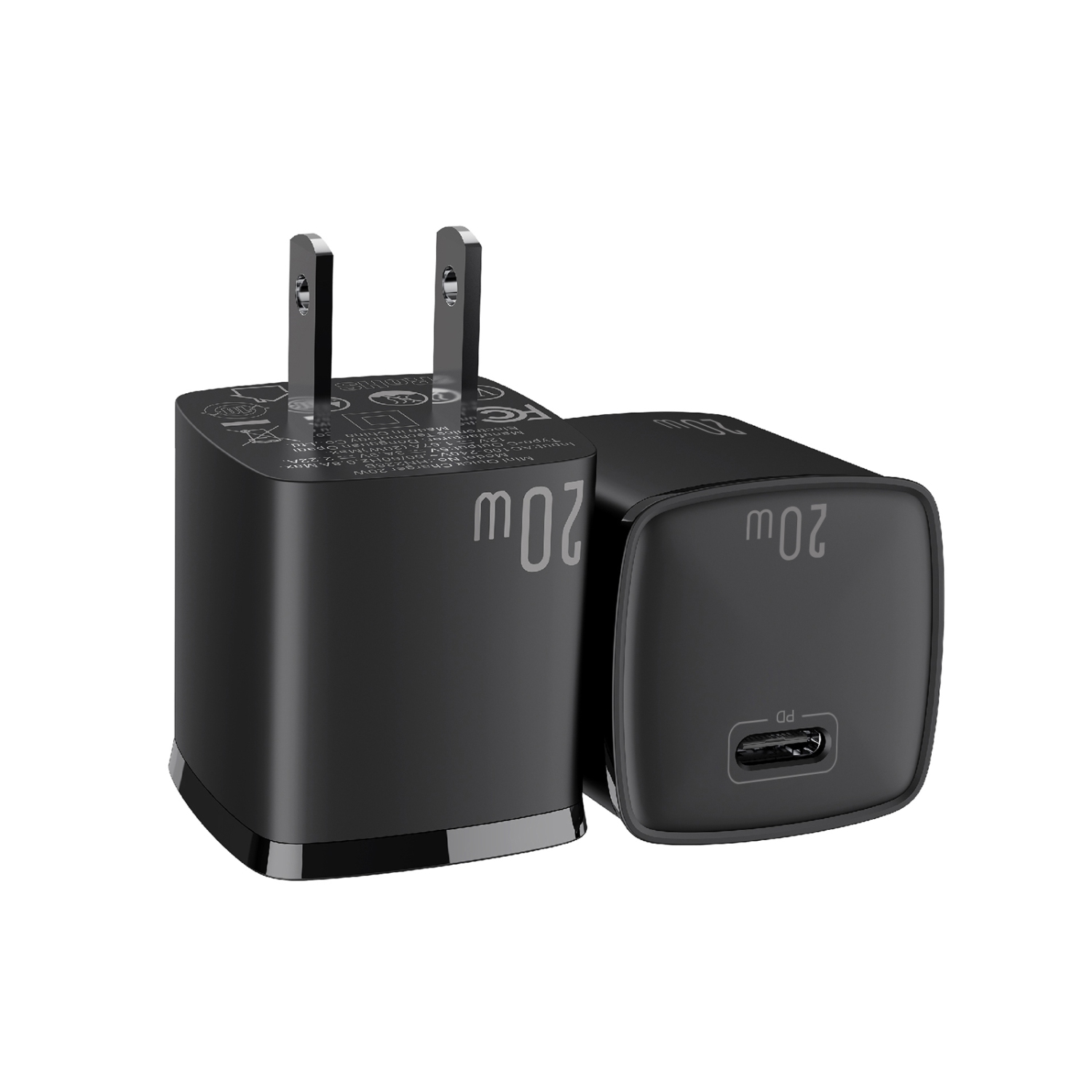 Tecto Fast Wall Charger 20W USB-C Port - Ultra Compact Size - PD Technology - Black