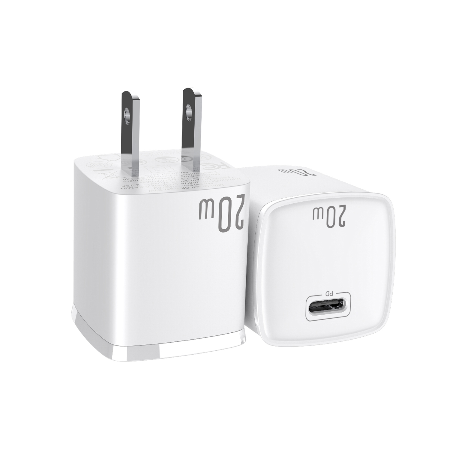 Tecto Fast Wall Charger 20W USB-C Port - Ultra Compact Size - PD Technology - White