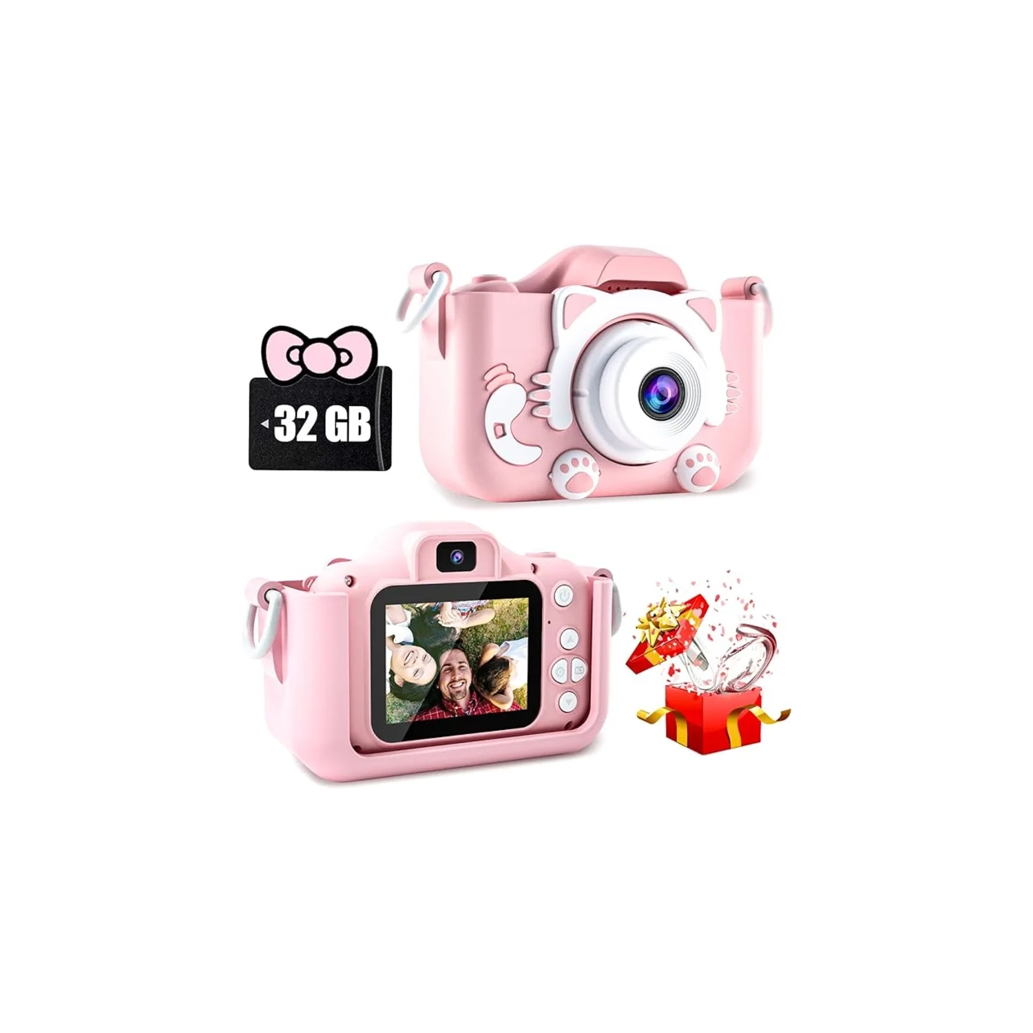 Kids Digital Camera - Toy Camera with Video & Selfie Mode for Boys/Girls Ages 3-12, 32GB Card Included