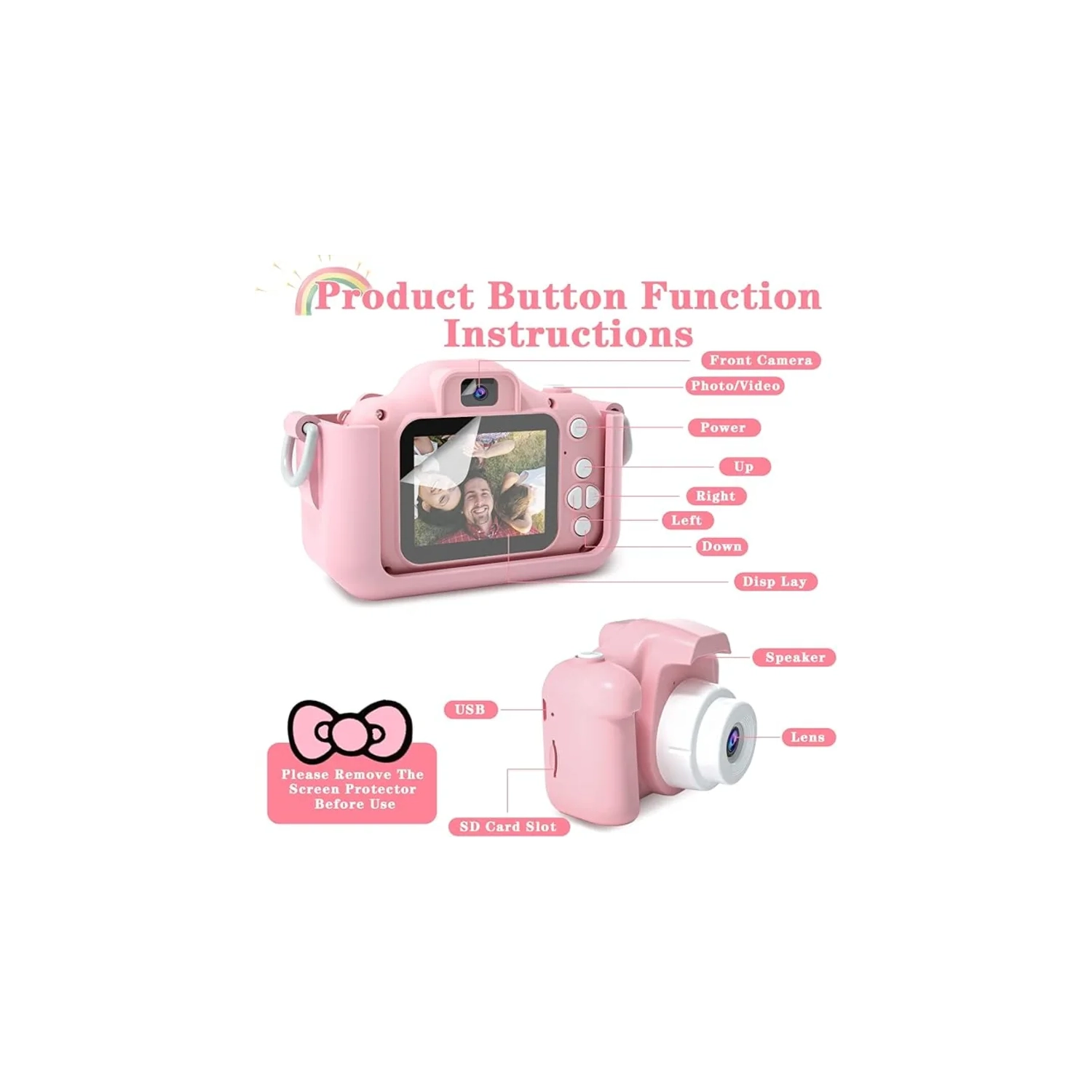 Kids Digital Camera - Toy Camera with Video & Selfie Mode for Boys/Girls Ages 3-12, 32GB Card Included