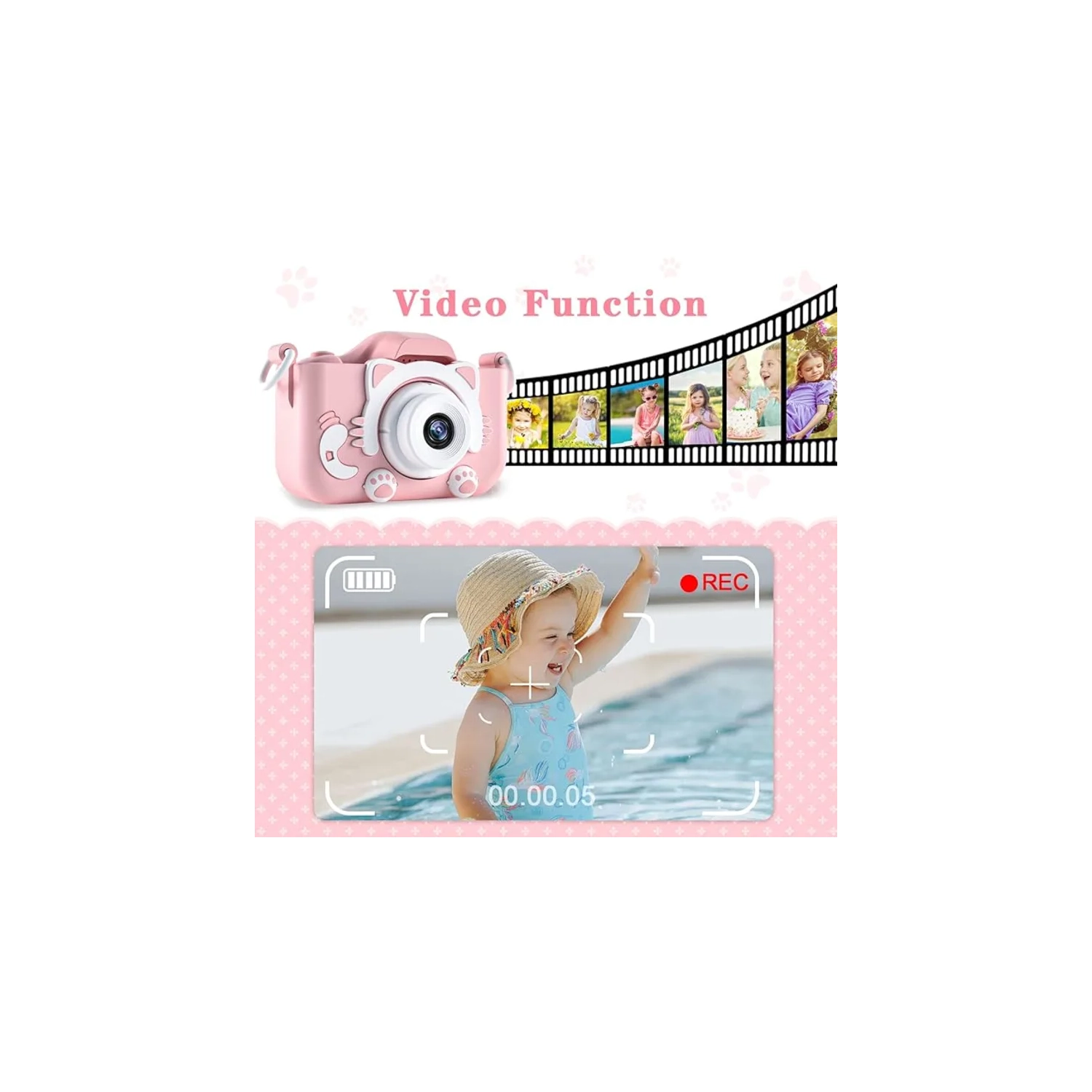 Kids Digital Camera - Toy Camera with Video & Selfie Mode for Boys/Girls Ages 3-12, 32GB Card Included