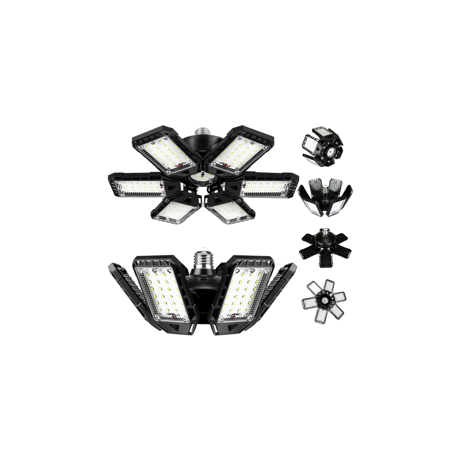 LED Garage Lights Bulb 2 Pack - 180W, 18000LM, 6500K with 6+1 Deformable Panels for Garage & Basement