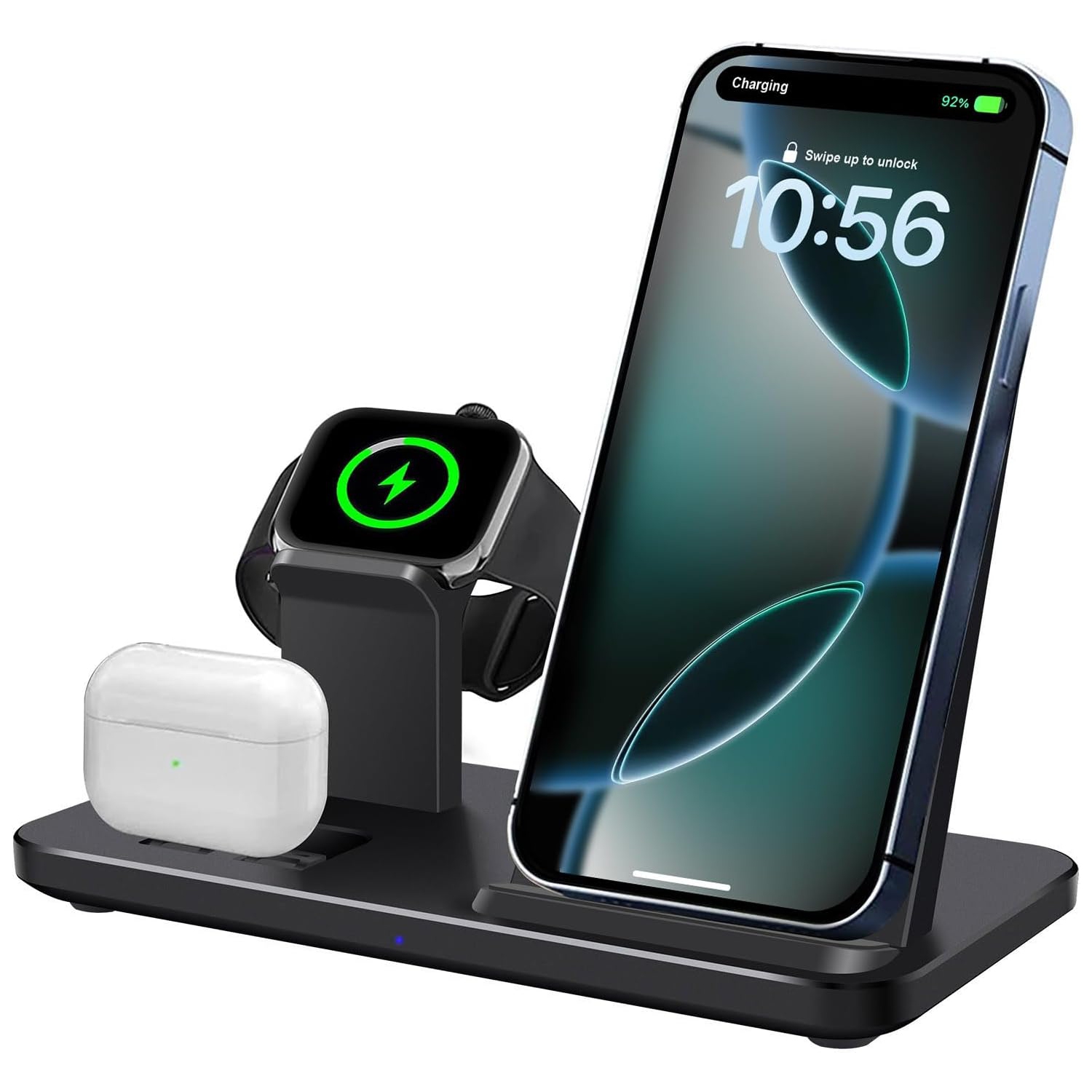 3 in 1 15W Wireless Charging Station for Apple Wireless Charger for iPhone 16 15 14 13 12 11 X 8 Series, for Apple Watch Charger/AirPods