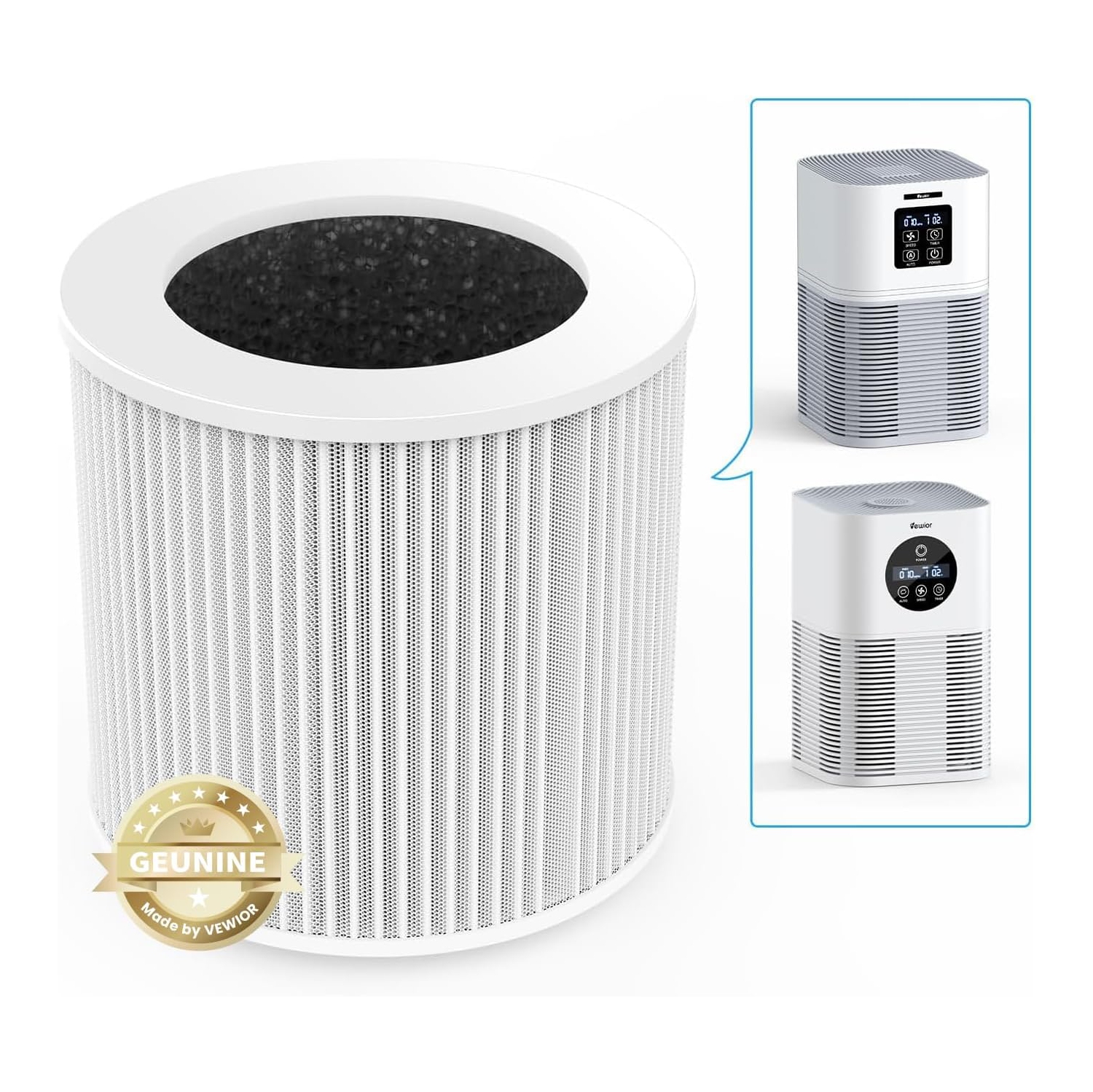 VEWIOR Air Purifier A1 Replacement Filter, H13 True HEPA Air Cleaner Filter, High-Efficiency Activated Carbon, Remove up to 99.97% of Particles, 1