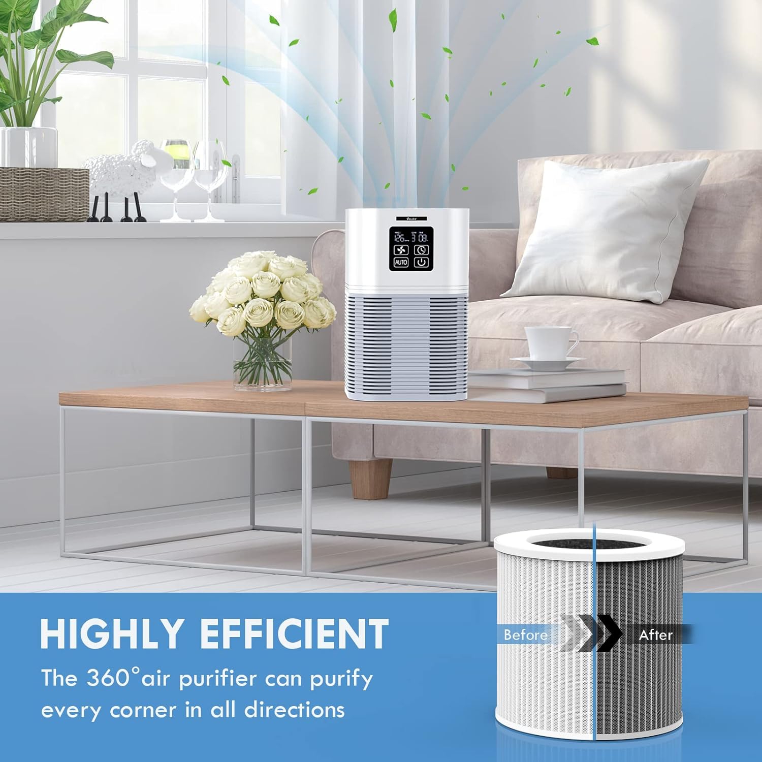 VEWIOR Air Purifier A1 Replacement Filter, H13 True HEPA Air Cleaner Filter