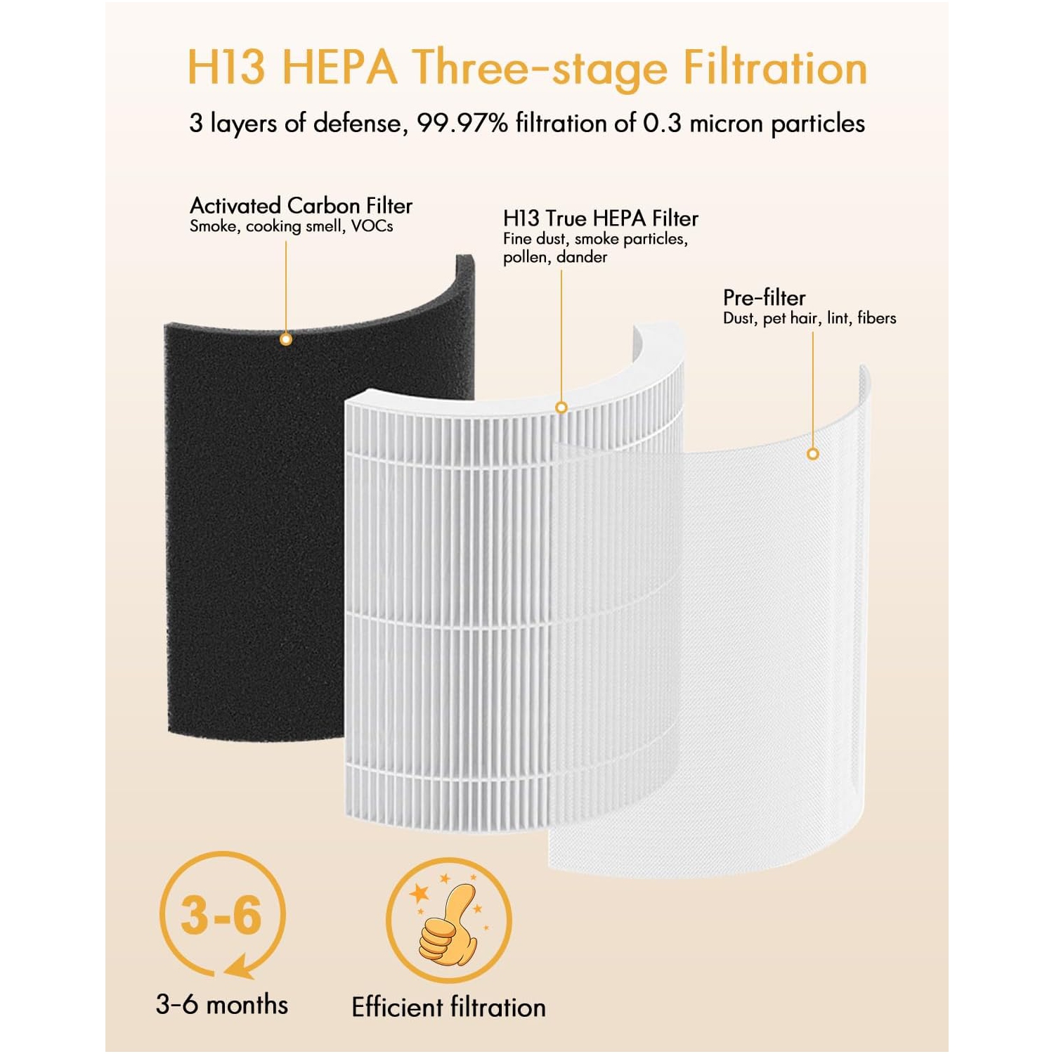 VEWIOR Air Purifier A2N Replacement Filter, H13 True HEPA Air Cleaner Filter, 1 Pack