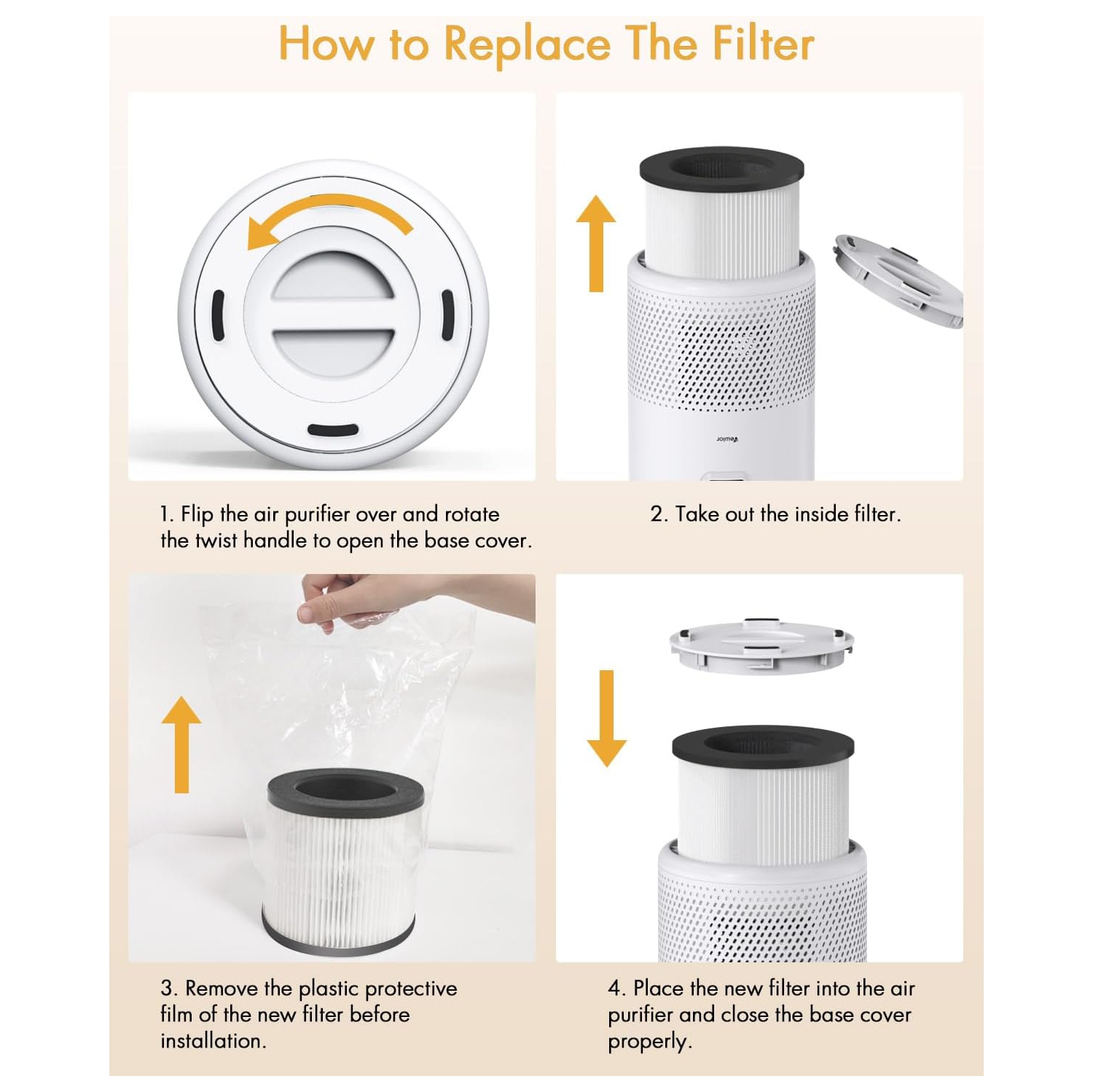 (2 PCS) Air Purifier B-D02U Replacement Filter, VEWIOR H13 True HEPA Air Cleaner Filter