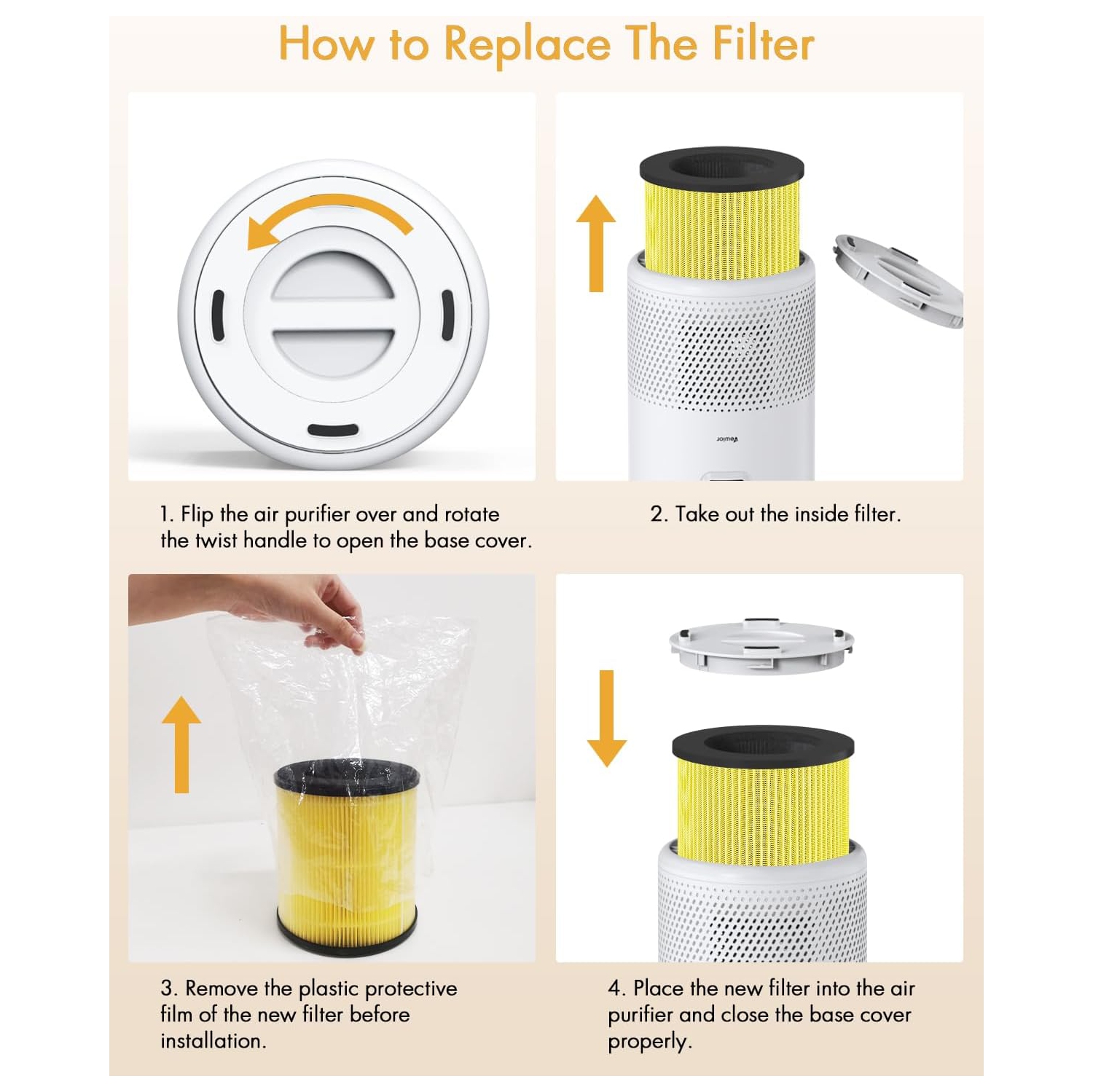 VEWIOR Air Filter for Pet Dander, Pet Odor, Pet Fur, Pet Hair, B-D02U Replacement Filter, H13 True HEPA Air Cleaner Filter, Pet Filter 1 Pack