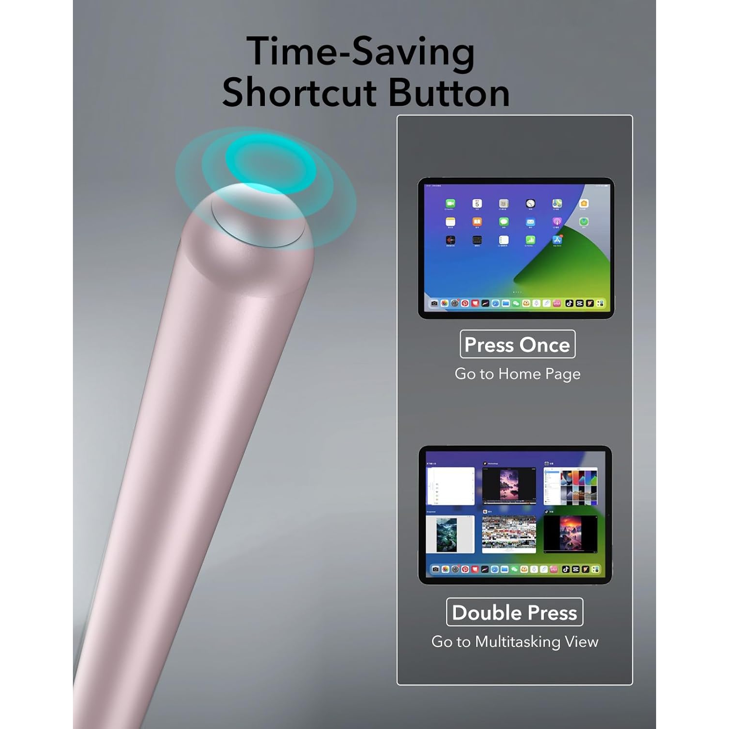 Wireless Charging iPad Pencil for iPad, Tilt Sensitivity and Palm Rejection for iPad Pro 12.9/11, iPad Air 5/4, iPad Mini 6,Wireless Charging Pink