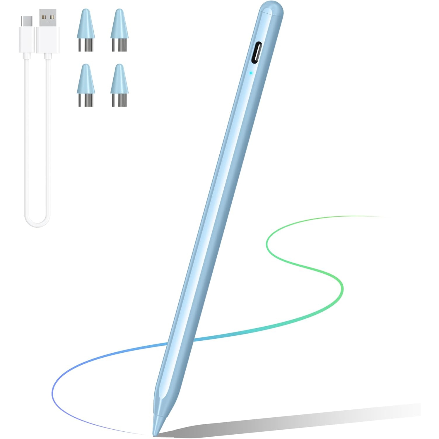 Stylus Pen for Touch Screens, Compatible for Android and iOS Tablet/Phones, Rechargeable Stylus Pencil for Apple/Android/Tablet,Blue