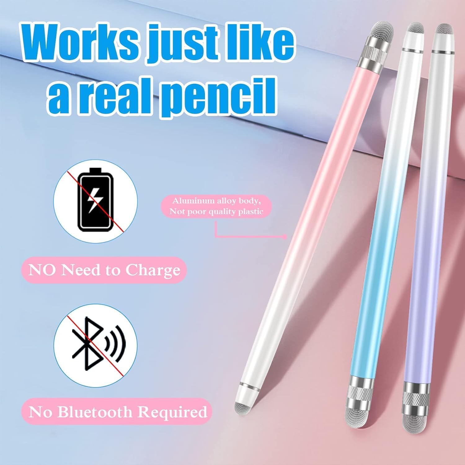 2PCS Stylus Pens for Touch Screens, iPhone/iPad/Tablet Android/Microsoft Surface, for all Capacitive Touch Screens,