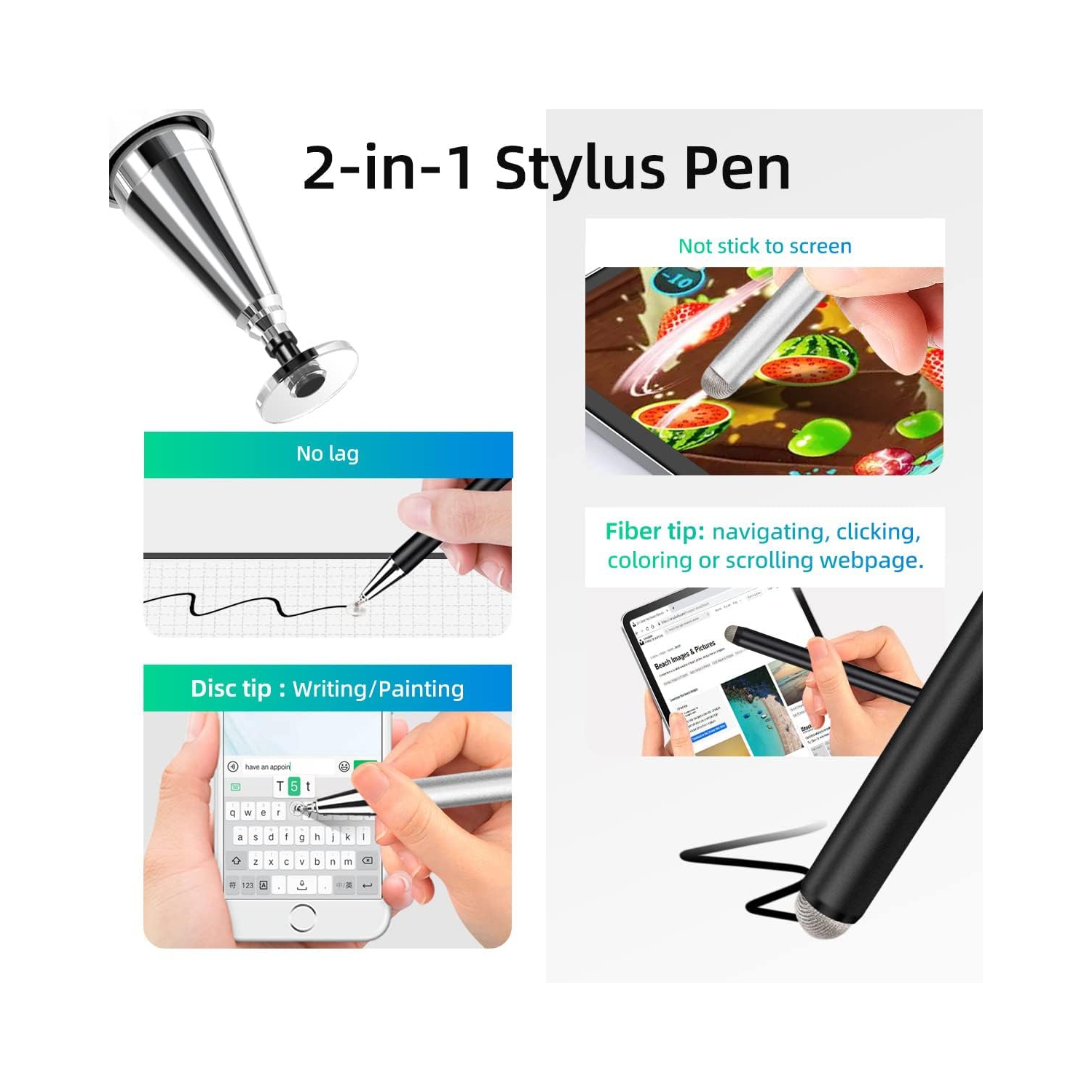 Stylet pour écran tactile, stylet capacitif pour iPad, iPhone Android, téléphone de Samsung, disque pour tablette, styliste, stylet magnétique