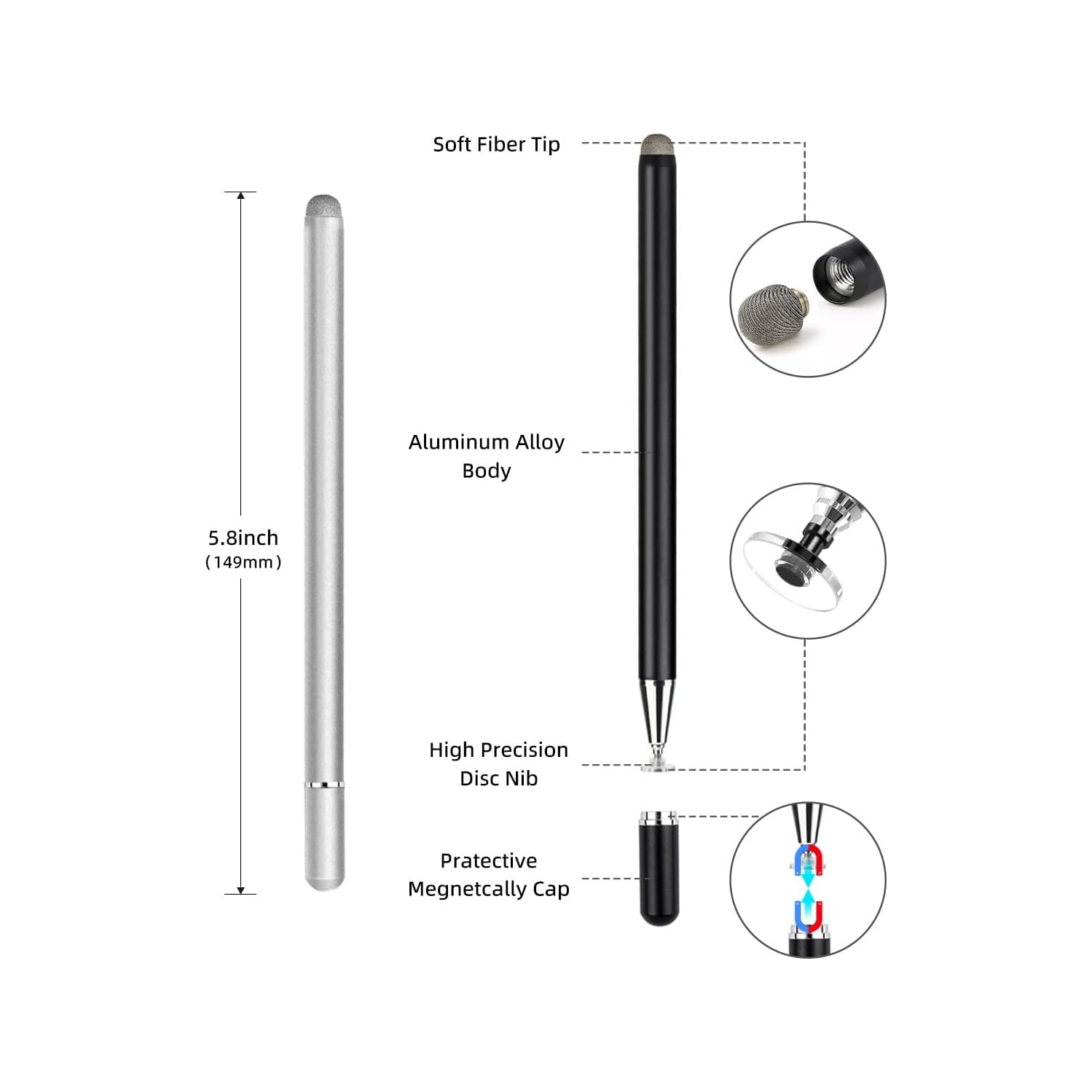 Stylet pour écran tactile, stylet capacitif pour iPad, iPhone Android, téléphone de Samsung, disque pour tablette, styliste, stylet magnétique