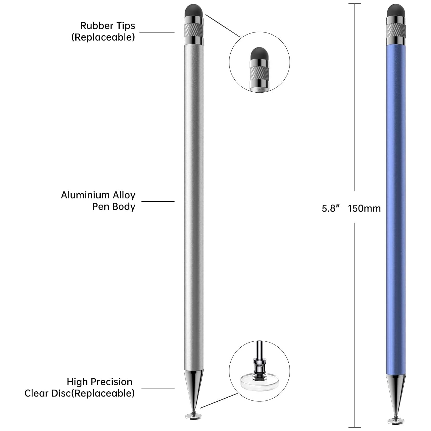 10 PC Stylet pour écran tactile, haute précision et sensibilité pour iPhone/iPad/tablettes Android, compatible avec tous les écrans tactiles