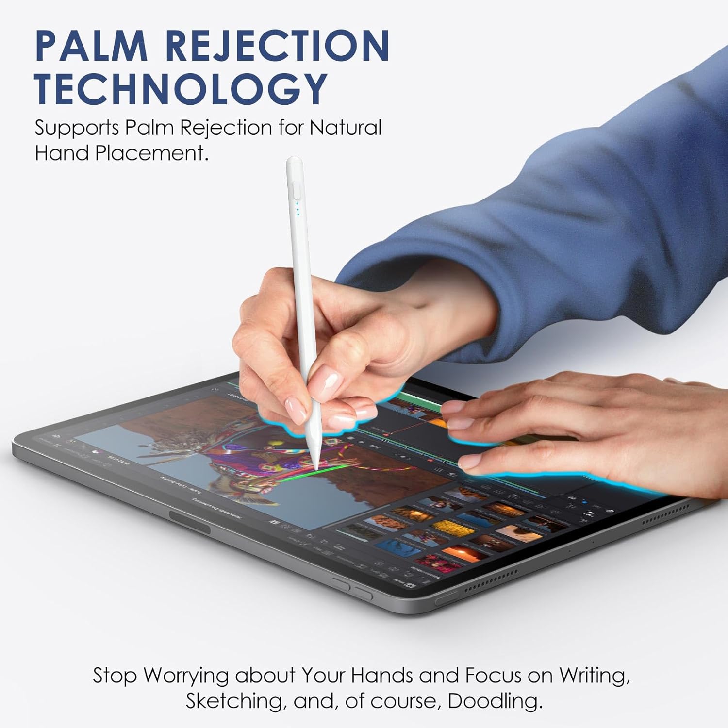 Stylus Pen for iPad 2018-2024, Fast Charge iPad Pencil Compatible with Apple iPad Pro, iPad Mini, iPad Air, iPad, White