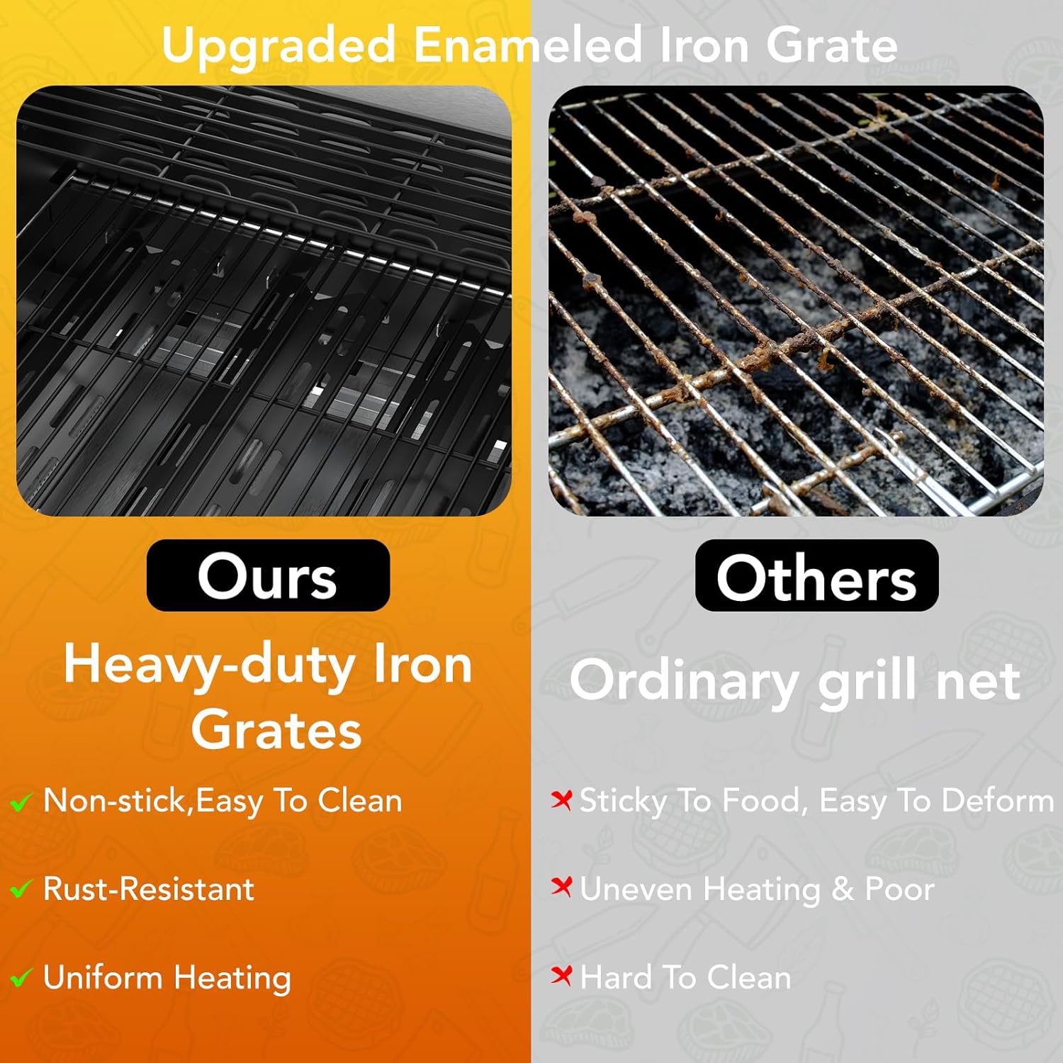 Barbecue au gaz propane à 3 brûleurs avec brûleur latéral, barbecue en acier inoxydable avec grilles en fonte émaillée, barbecue 37000&nbsp;BTU,