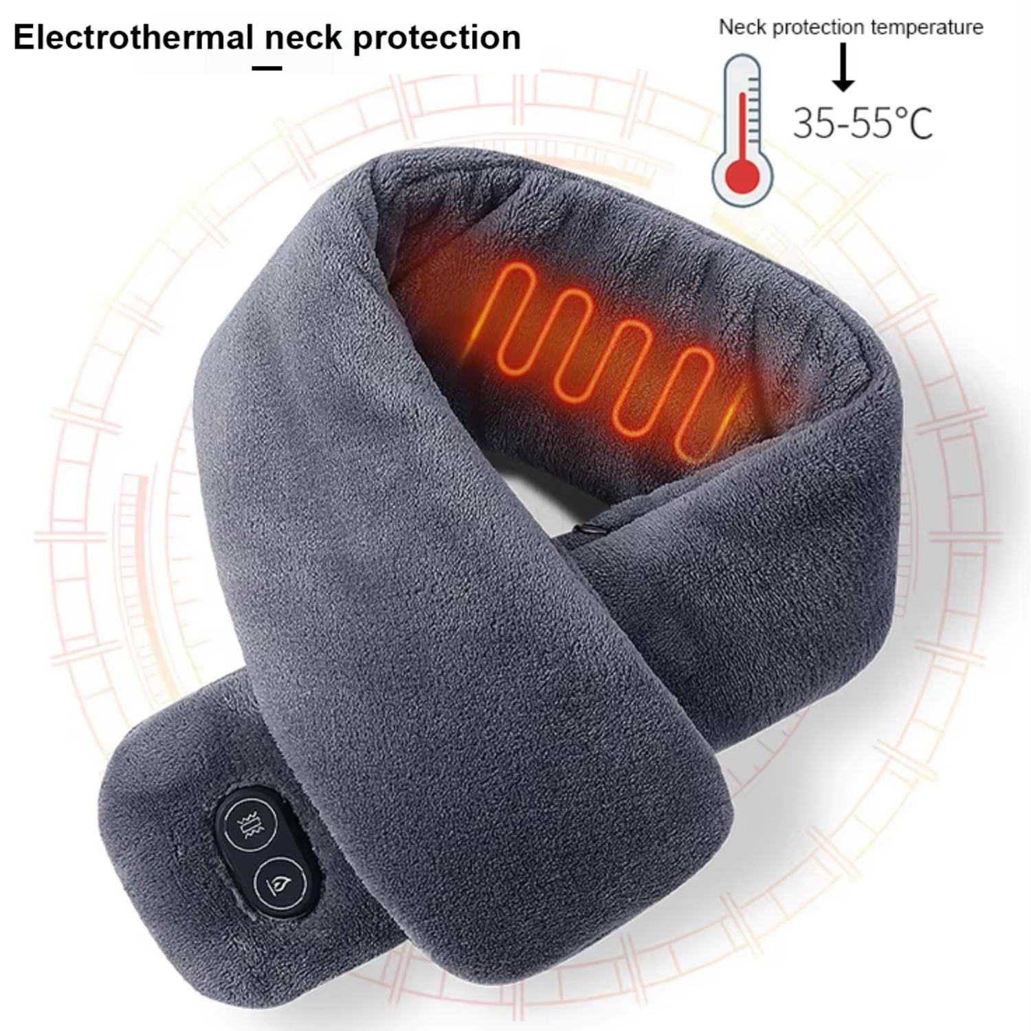 TUTT Heated Scarf with Neck Vibrating Massager | 5,000 mAh Power Bank | 3 Heat and Vibration Levels | Unisex Electric Neck and Shoulder Heating Pad |