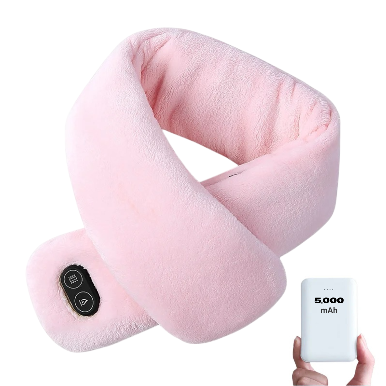 TUTT Heated Scarf with Neck Vibrating Massager | 5,000 mAh Power Bank | 3 Heat and Vibration Levels | Unisex Electric Neck and Shoulder Heating Pad |