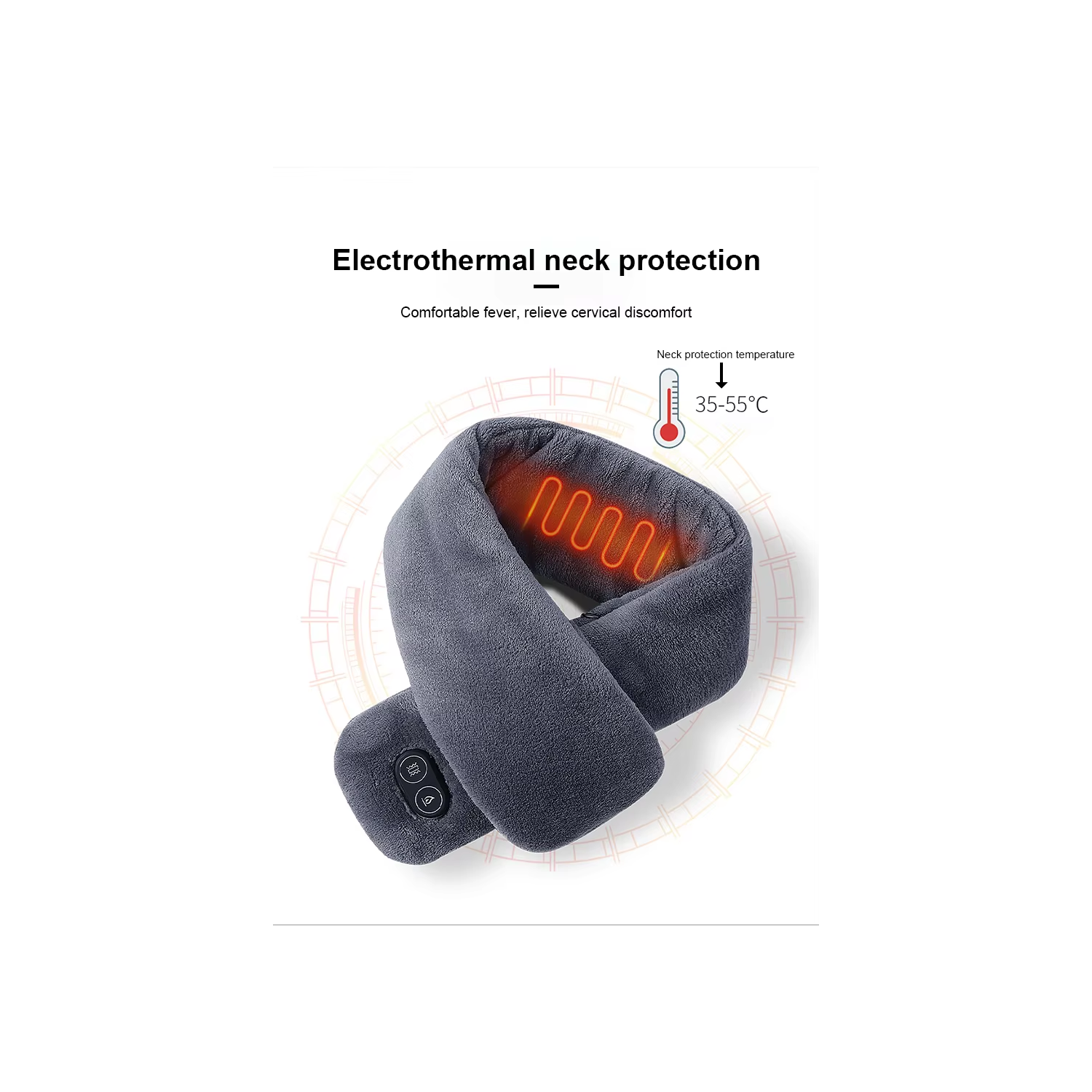 TUTT Heated Scarf with Neck Vibrating Massager | 5,000 mAh Power Bank | 3 Heat and Vibration Levels | Unisex Electric Neck and Shoulder Heating Pad |