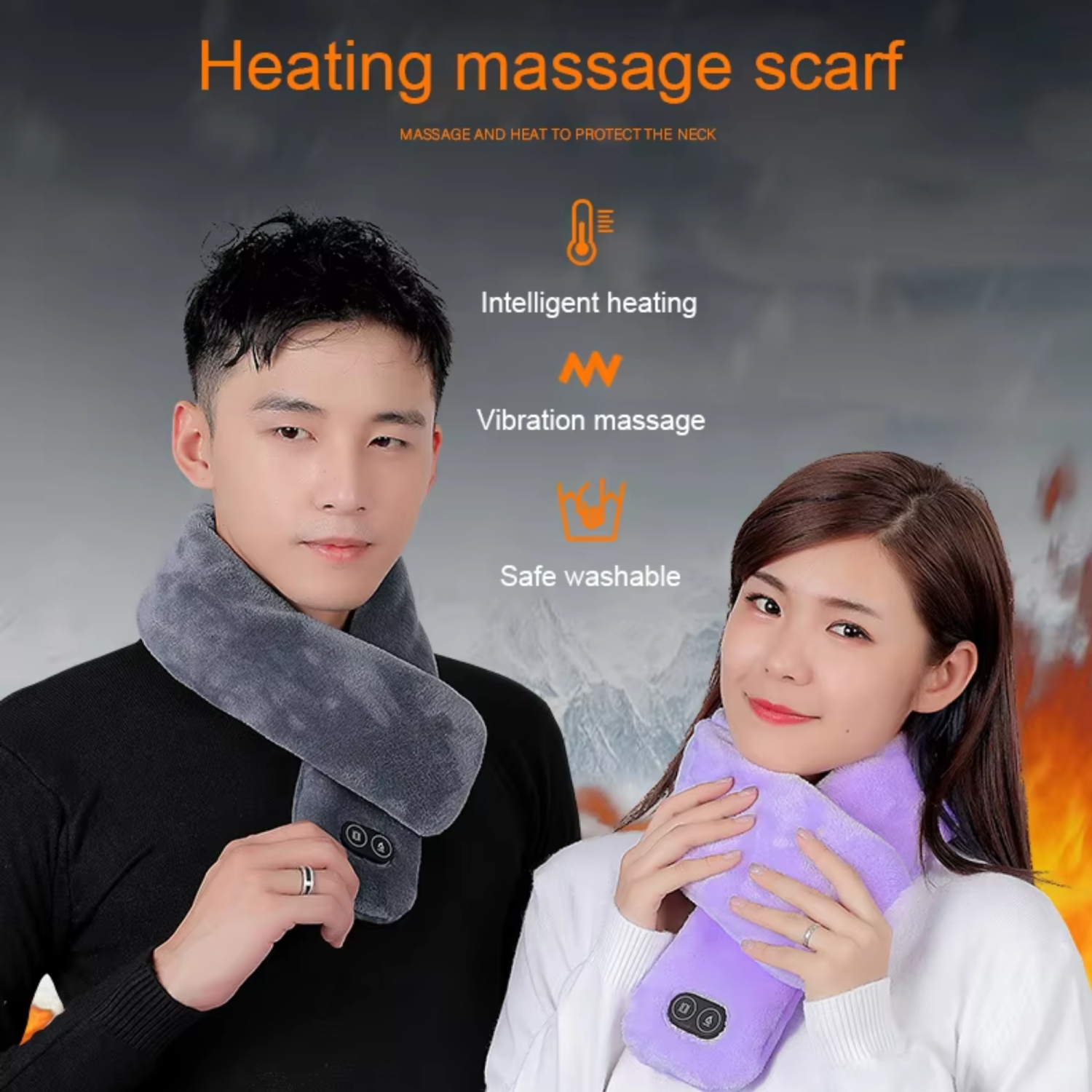 TUTT Heated Scarf with Neck Vibrating Massager | 5,000 mAh Power Bank | 3 Heat and Vibration Levels | Unisex Electric Neck and Shoulder Heating Pad |