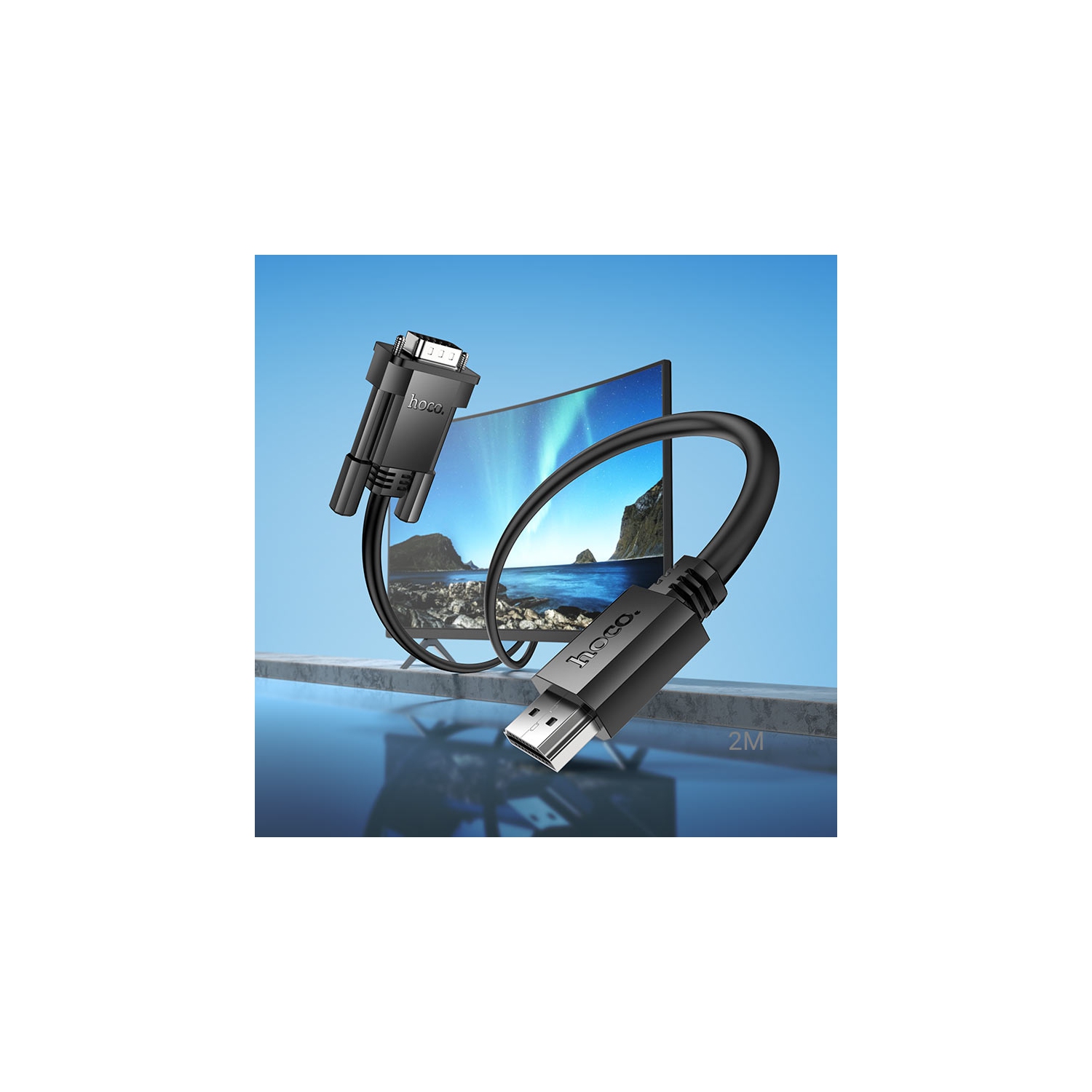 Câble HDMI à VGA pour PC, ordinateur de bureau, portable, ordinateur, moniteur, Projecteur, TVHD, Raspberry Pi, Roku, Hoco US12 mâle à mâle