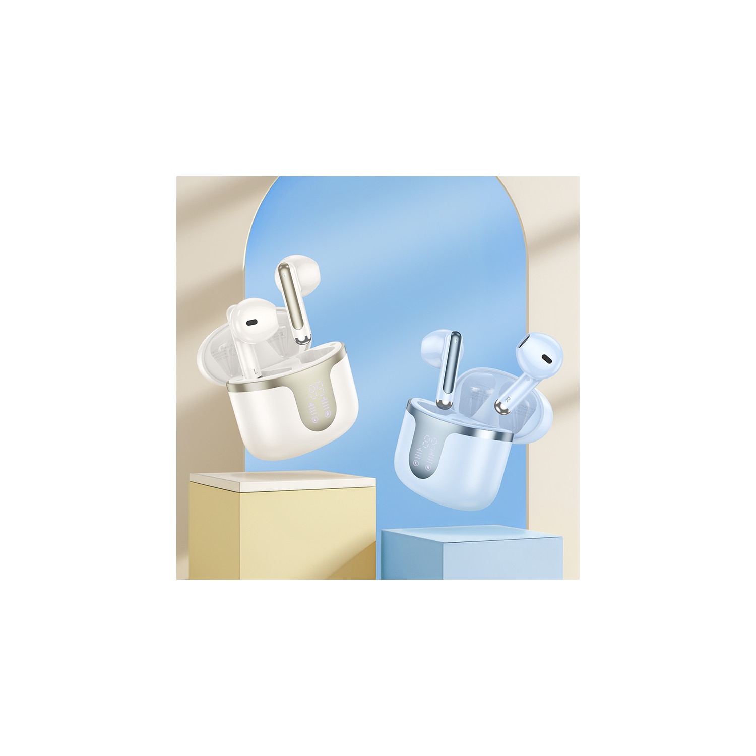 Écouteurs boutons sans fil EQ7 de HOCO avec étui de chargement et écouteurs boutons TWS 35H Playback - Violet