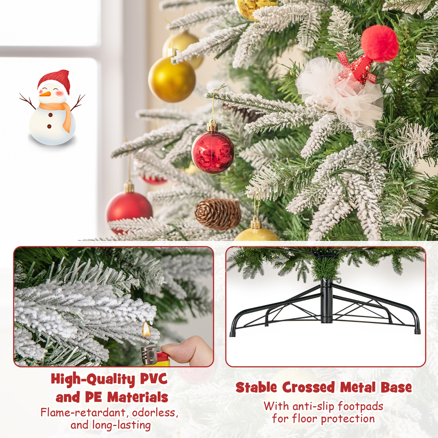 Gymax 6/7.5/9 ft Artificial Christmas Tree w/ 765/1135/1871 Branch Tips 280/470/690 Lights