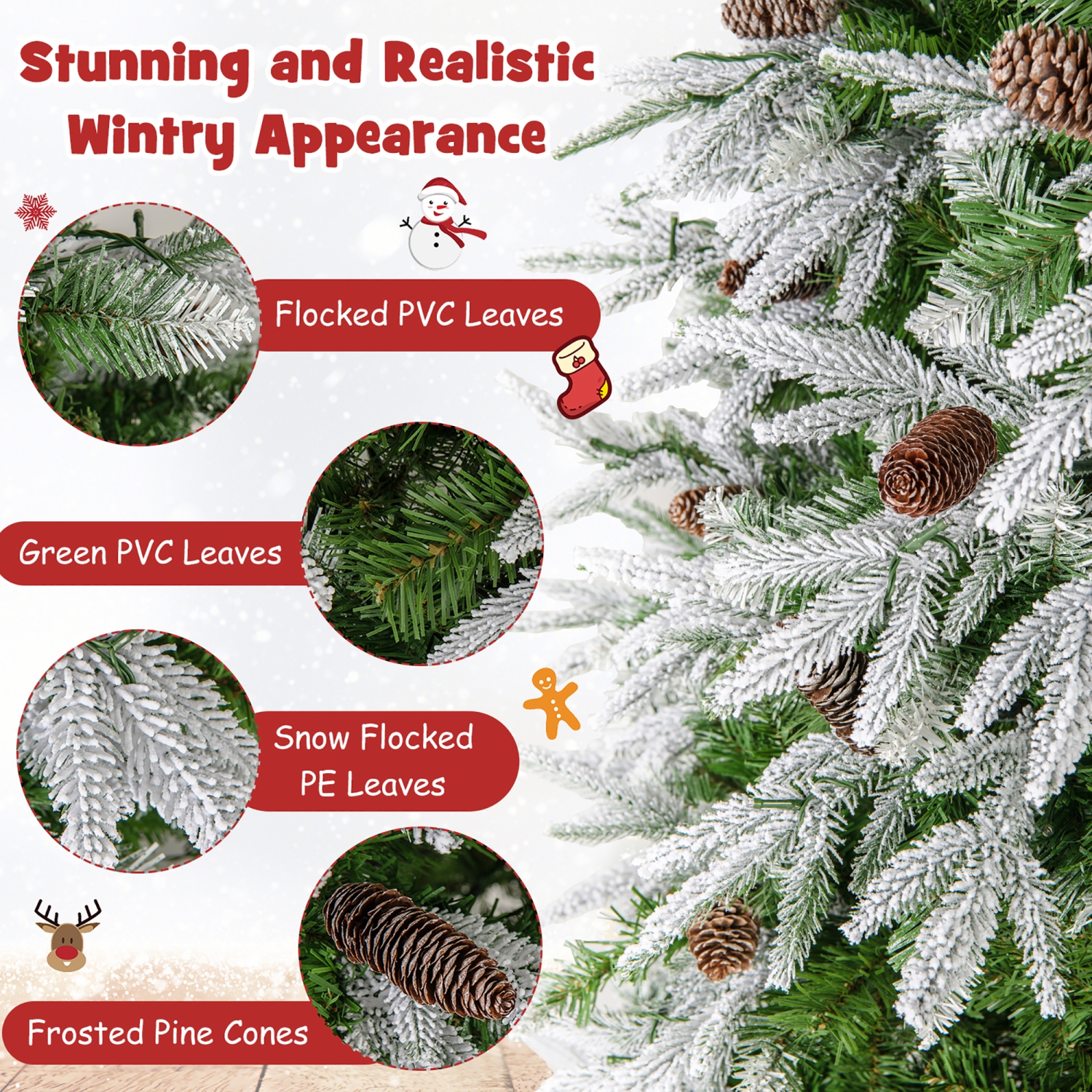 Gymax 6/7.5/9 ft Artificial Christmas Tree w/ 765/1135/1871 Branch Tips 280/470/690 Lights