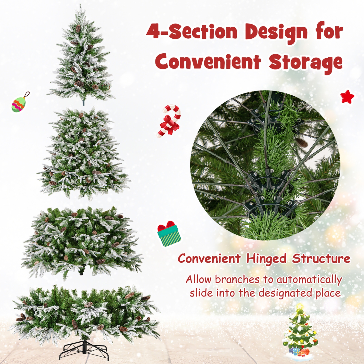 Gymax 6/7.5/9 ft Artificial Christmas Tree w/ 765/1135/1871 Branch Tips 280/470/690 Lights