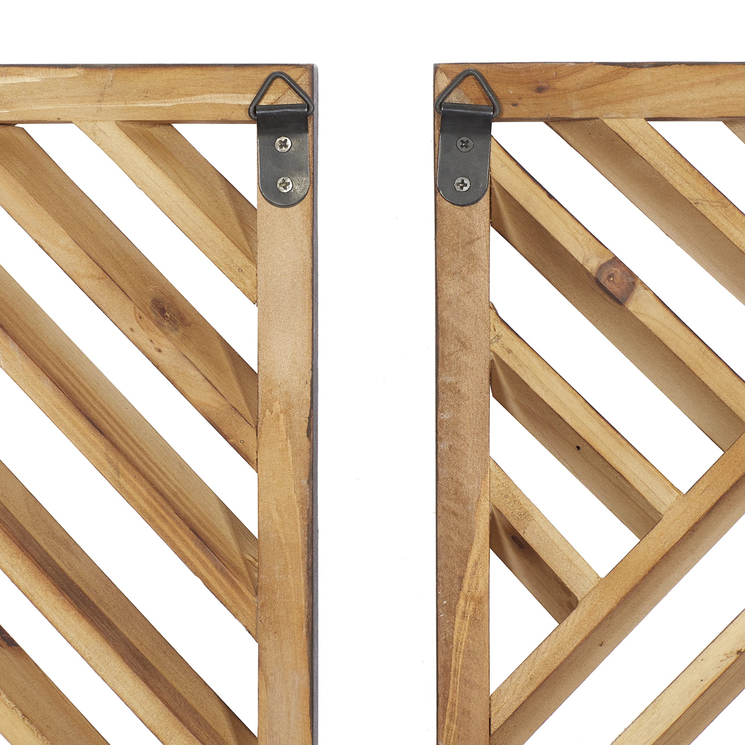 Deco – Décoration murale géométrique en bois à lattes 79, ensemble de 3 12 larg., 35 haut. (Po), brun