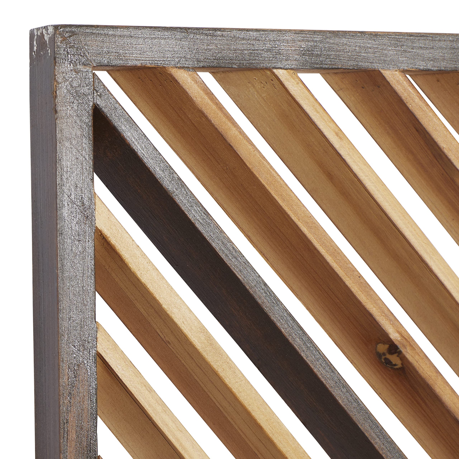 Deco – Décoration murale géométrique en bois à lattes 79, ensemble de 3 12 larg., 35 haut. (Po), brun