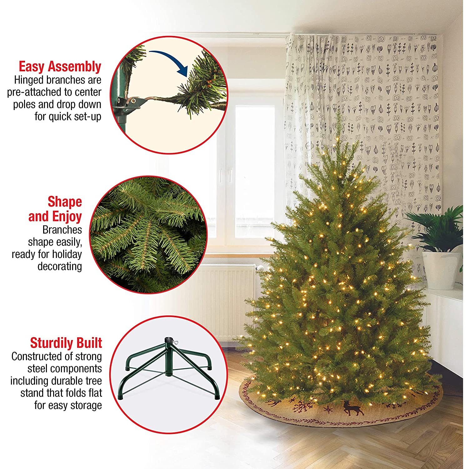 National Tree Company Artificial Mini Christmas Tree, Green, Dunhill Fir, Includes Stand, 4 Feet