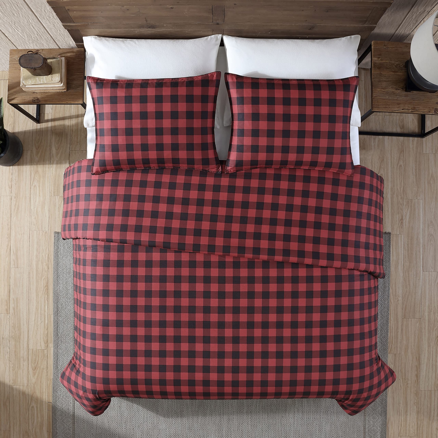 Eddie Bauer 210704 Mountain Plaid Comforter Set, Full/Queen, Scarlet Red