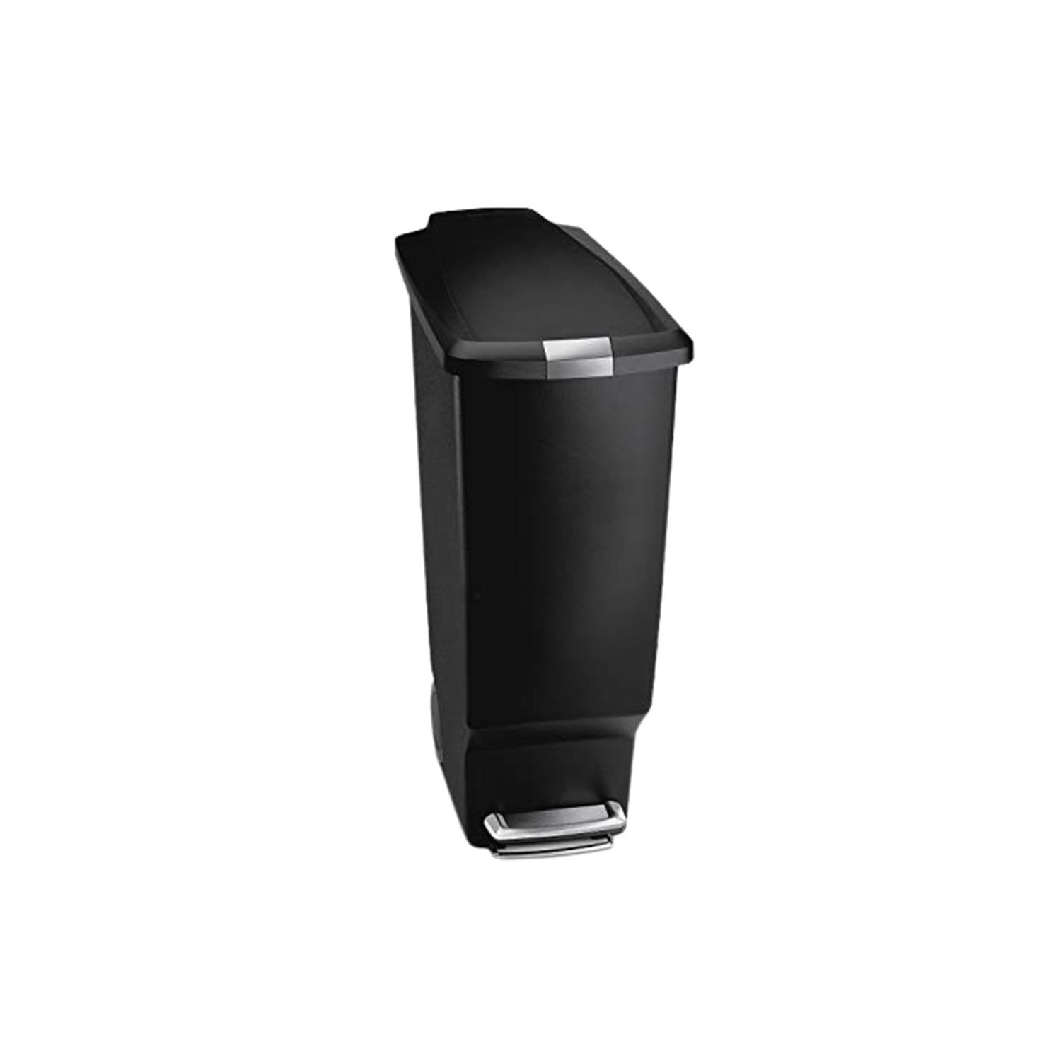 simplehuman 40 Liter / 10.6 Gallon Slim Kitchen Step Trash Can With Secure Slide Lock, Black Plastic